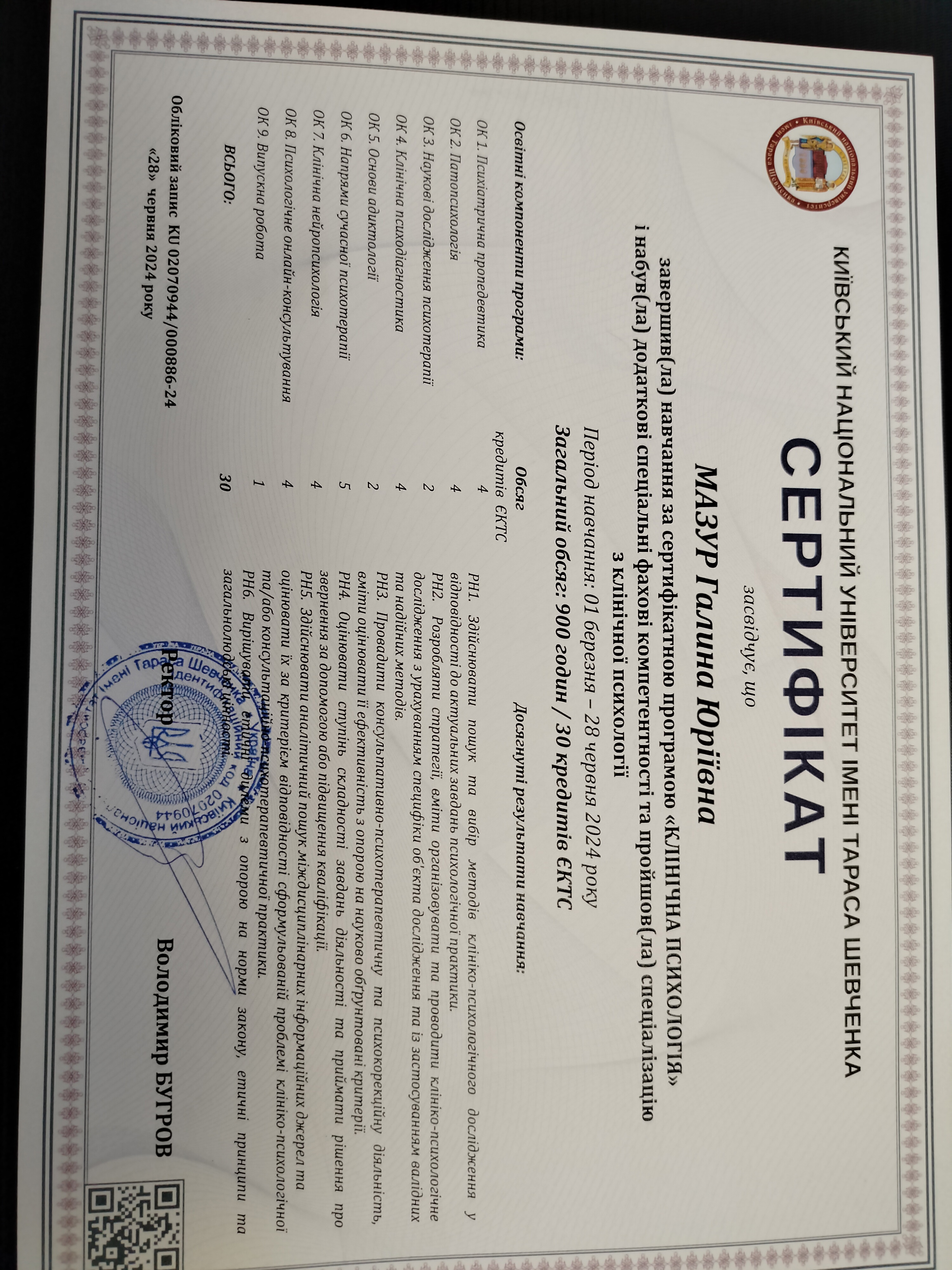 Сертифікат 1 Галина  Ма...