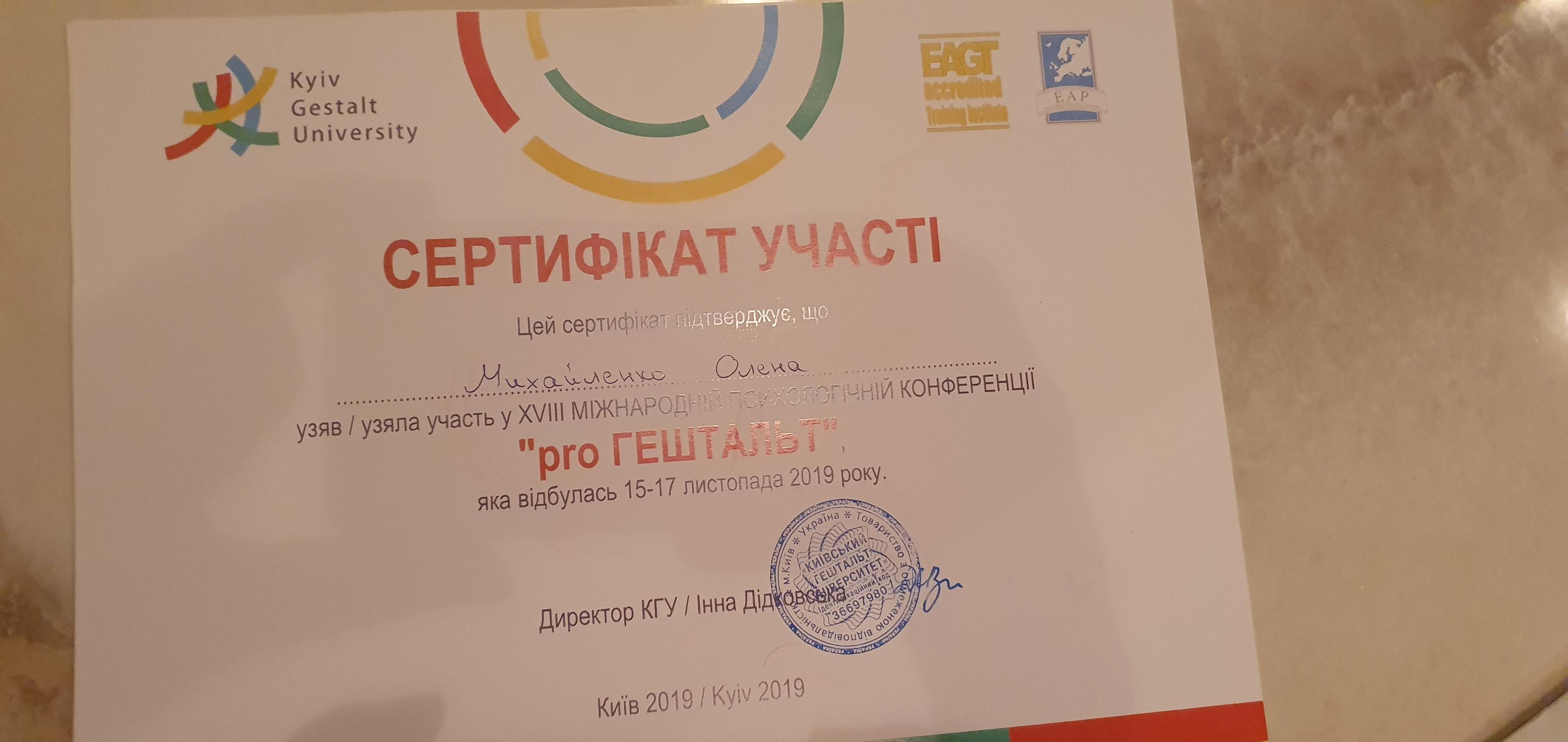 Сертифікат 3 Олена Ми...