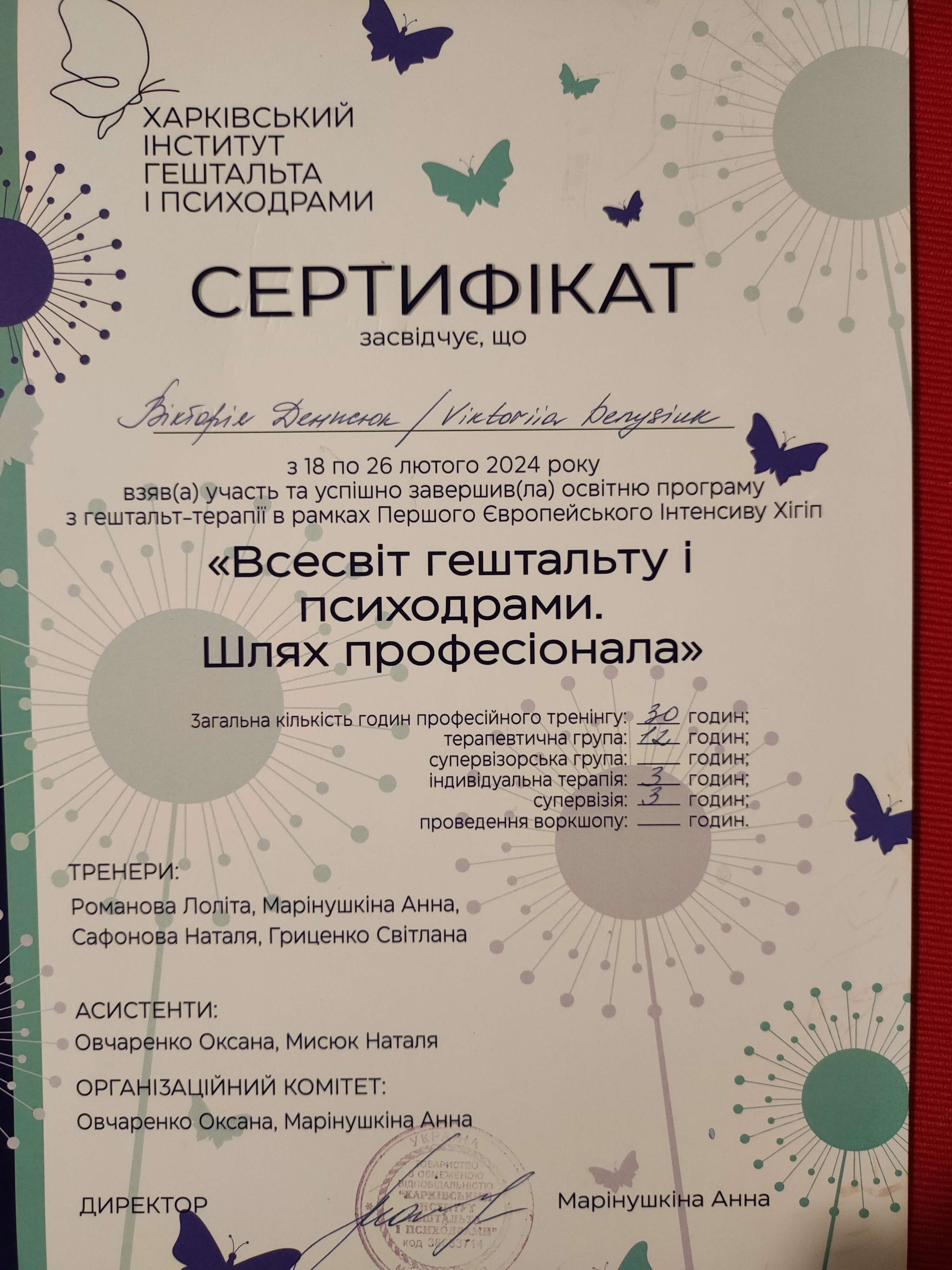 Сертификат 1 VIKTORIIA DE...