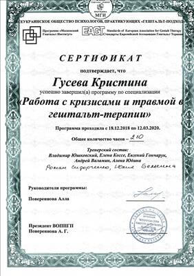 Сертифікат 2 Крістіна  Гу...