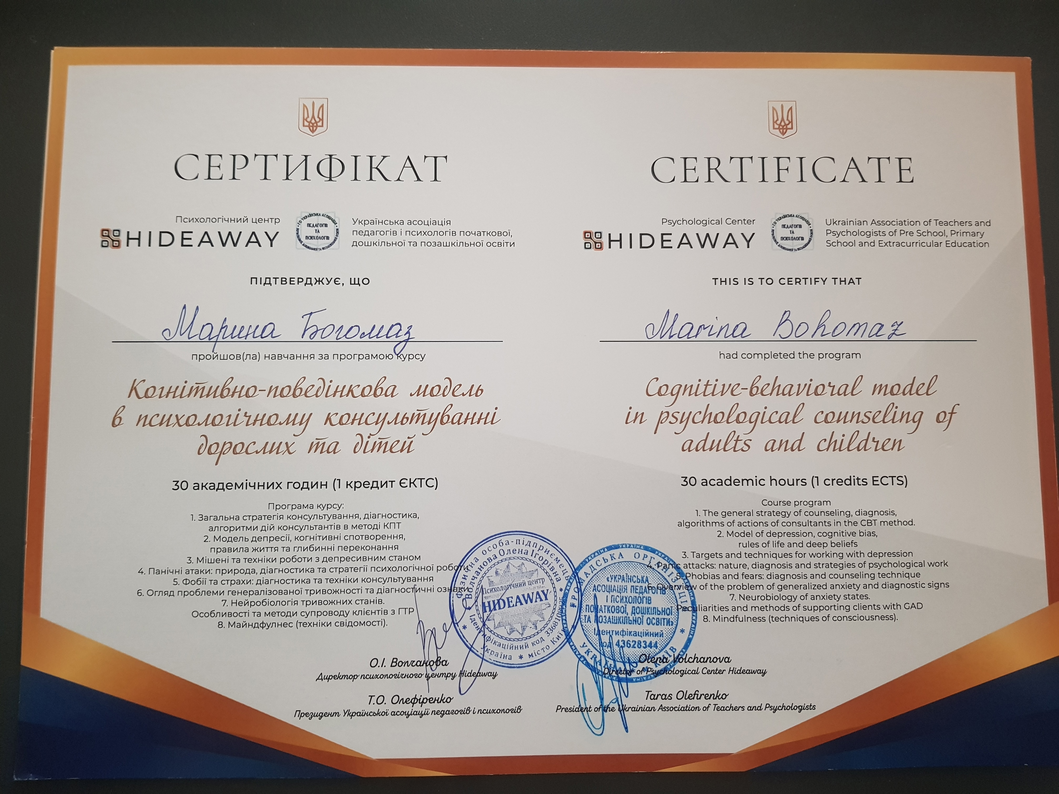 Сертификат 2 МАРИНА  Бо...