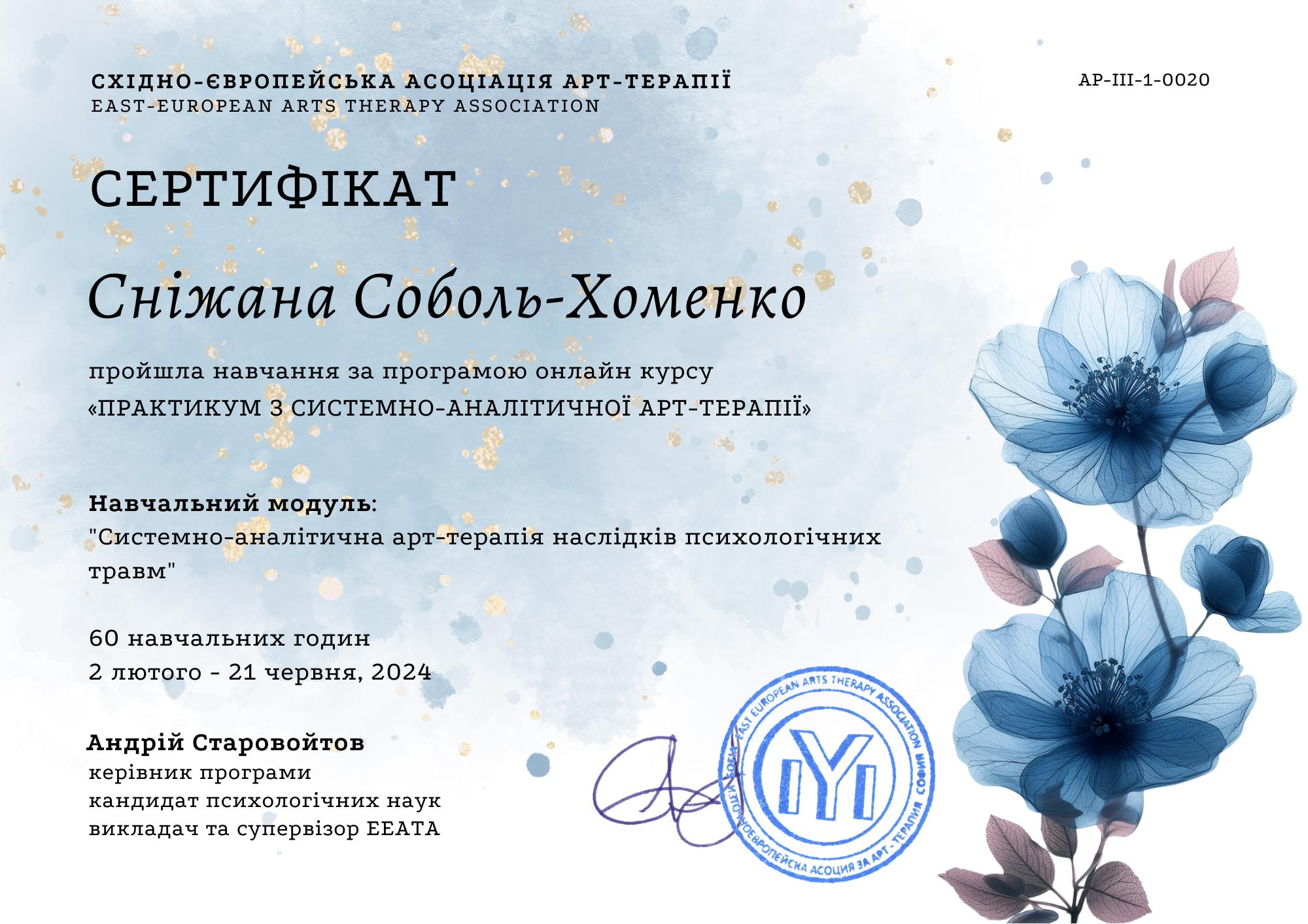 Сертифікат 3 Сніжана  Со...