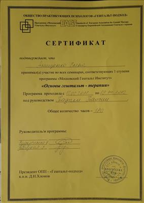 Сертификат 3 Елена Владимировна  Ан...