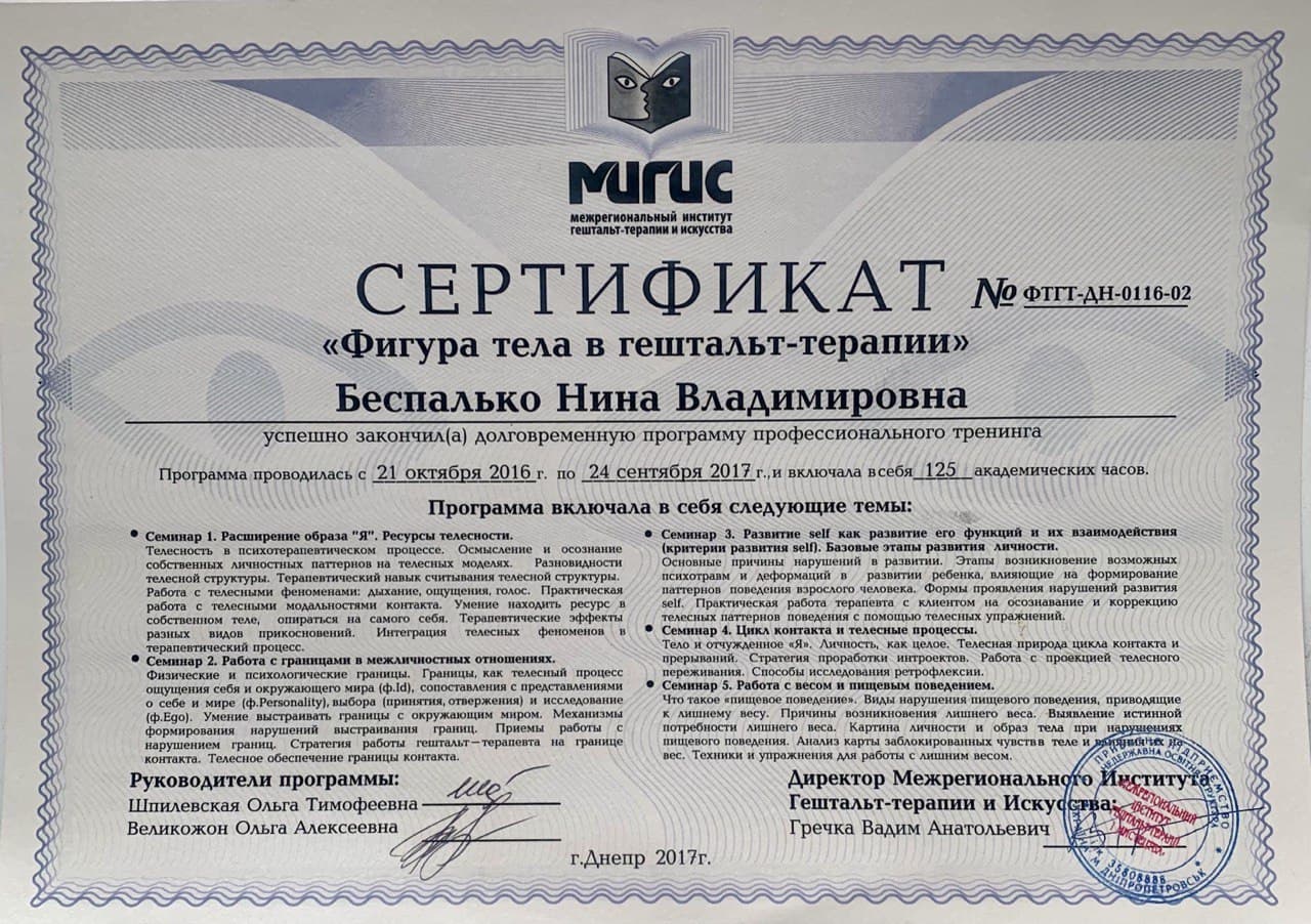 Сертифікат 3 Ніна Бе...