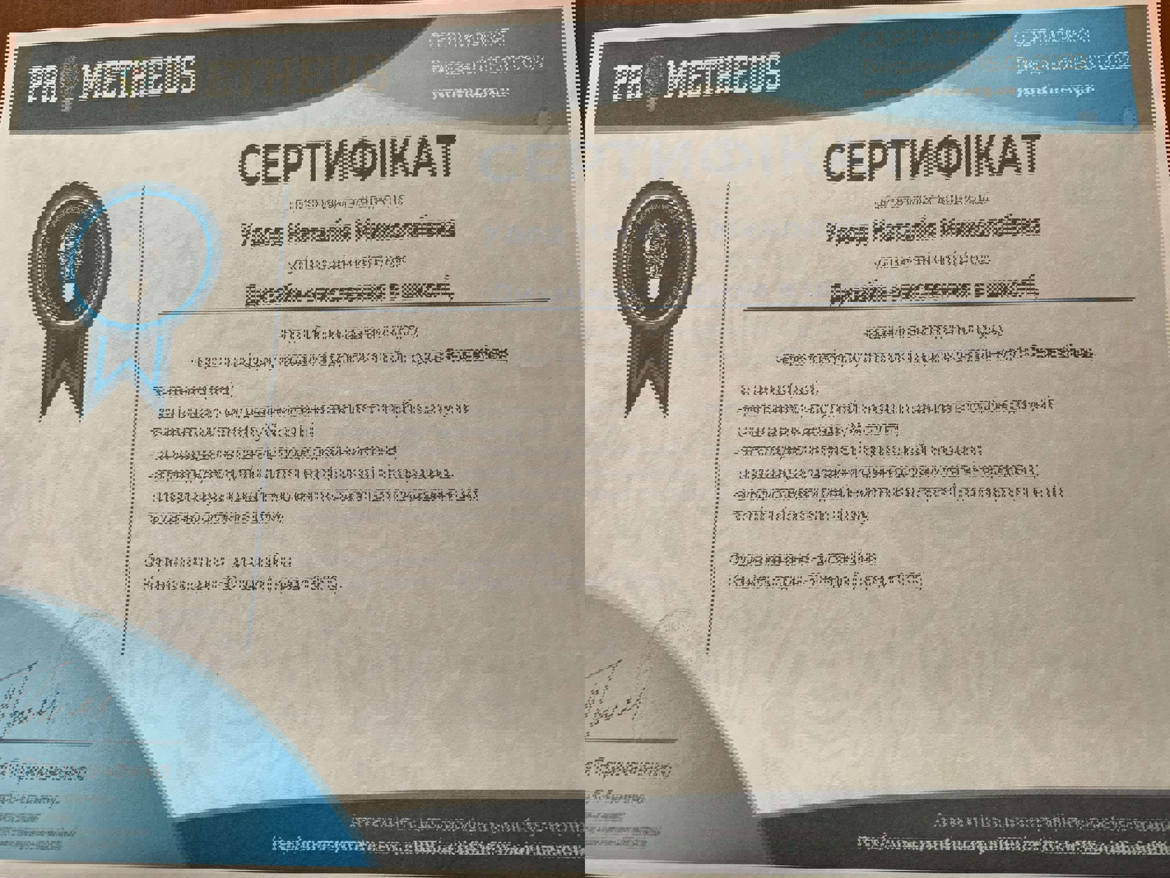 Сертификат 2 Наталія Уд...
