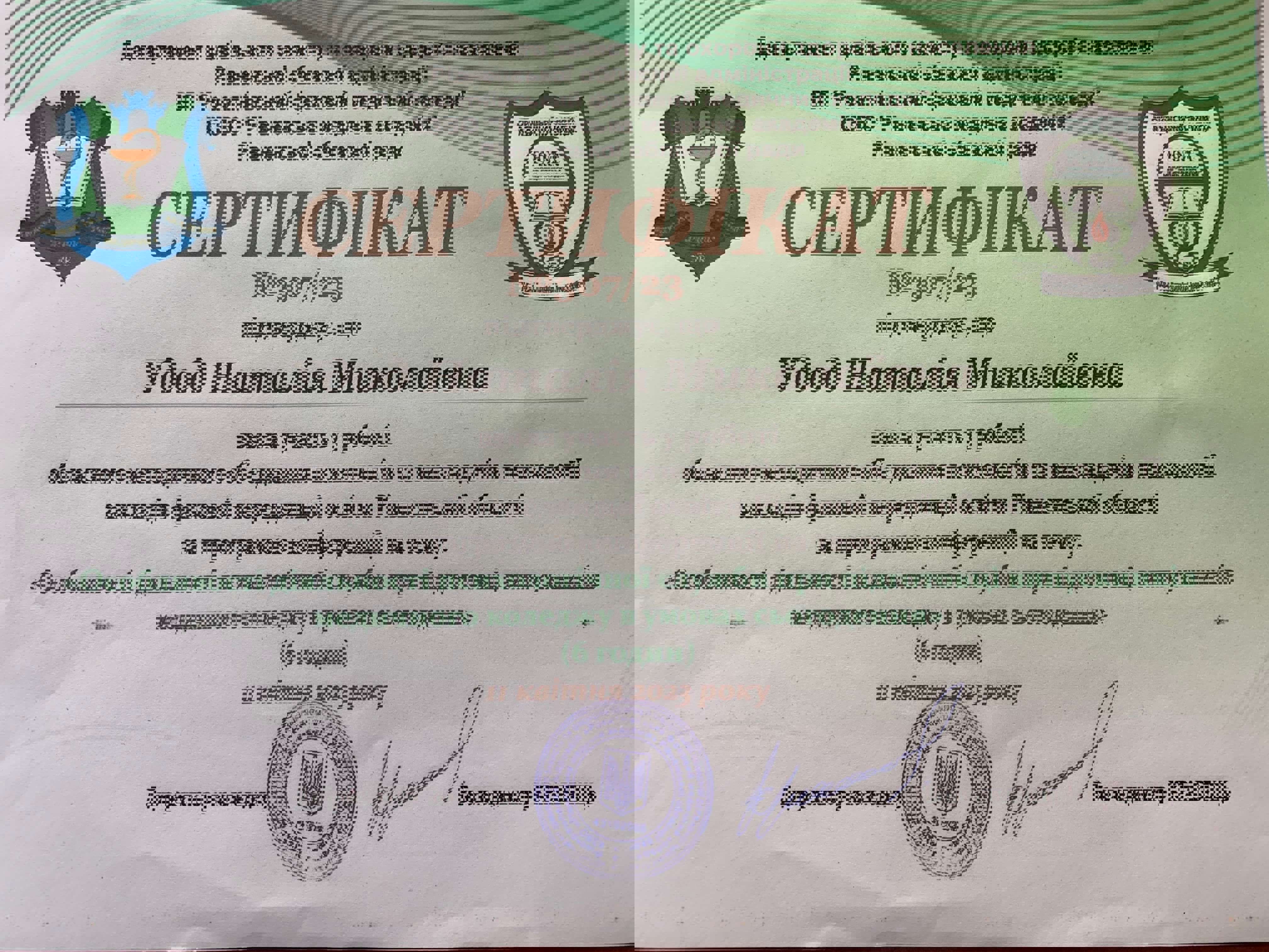 Сертификат 4 Наталія Уд...