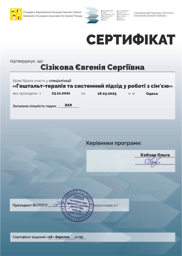 Сертифікат 2 Евгенія  Сі...