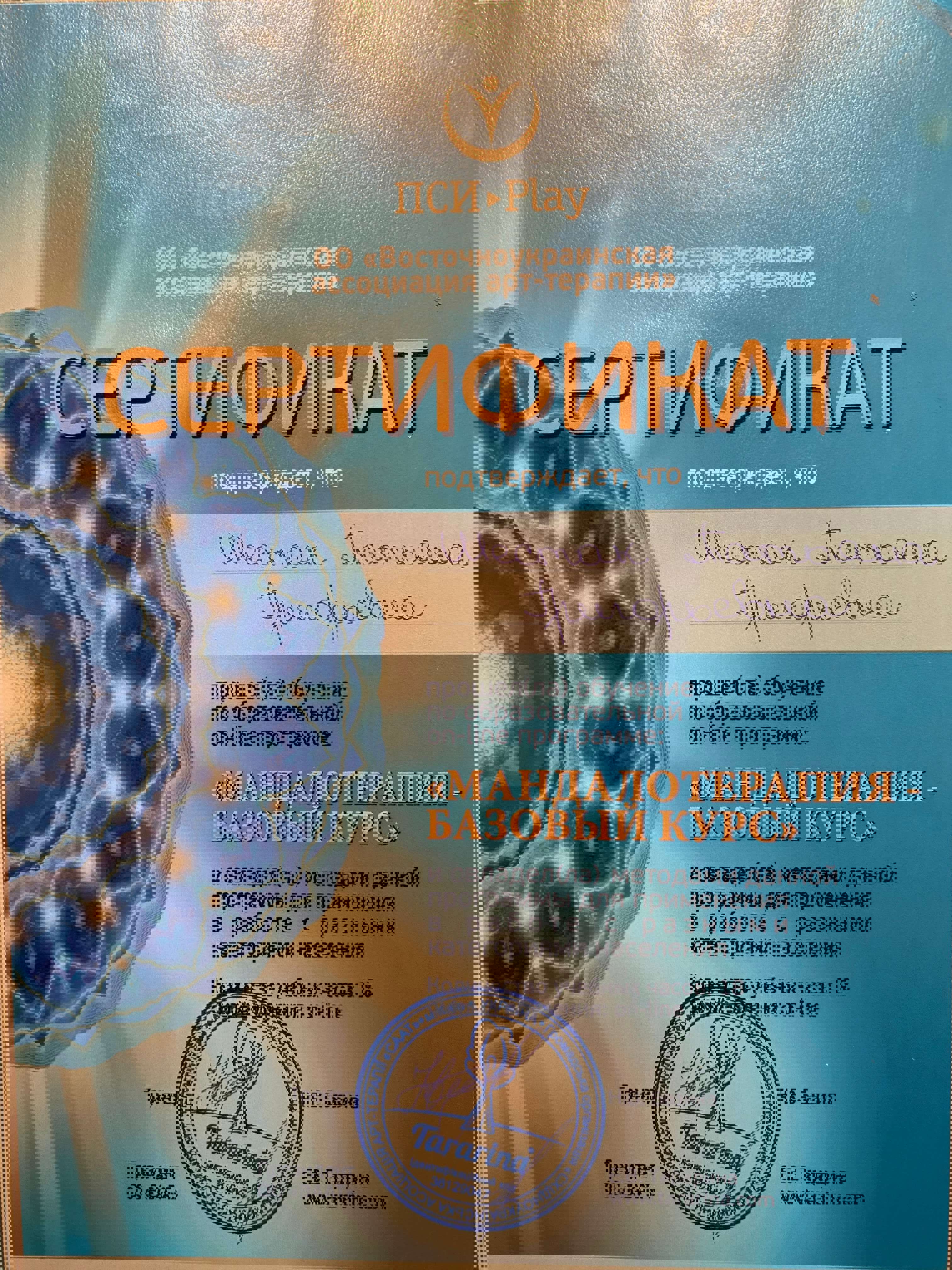 Сертифікат 5 Тетяна  Ше...