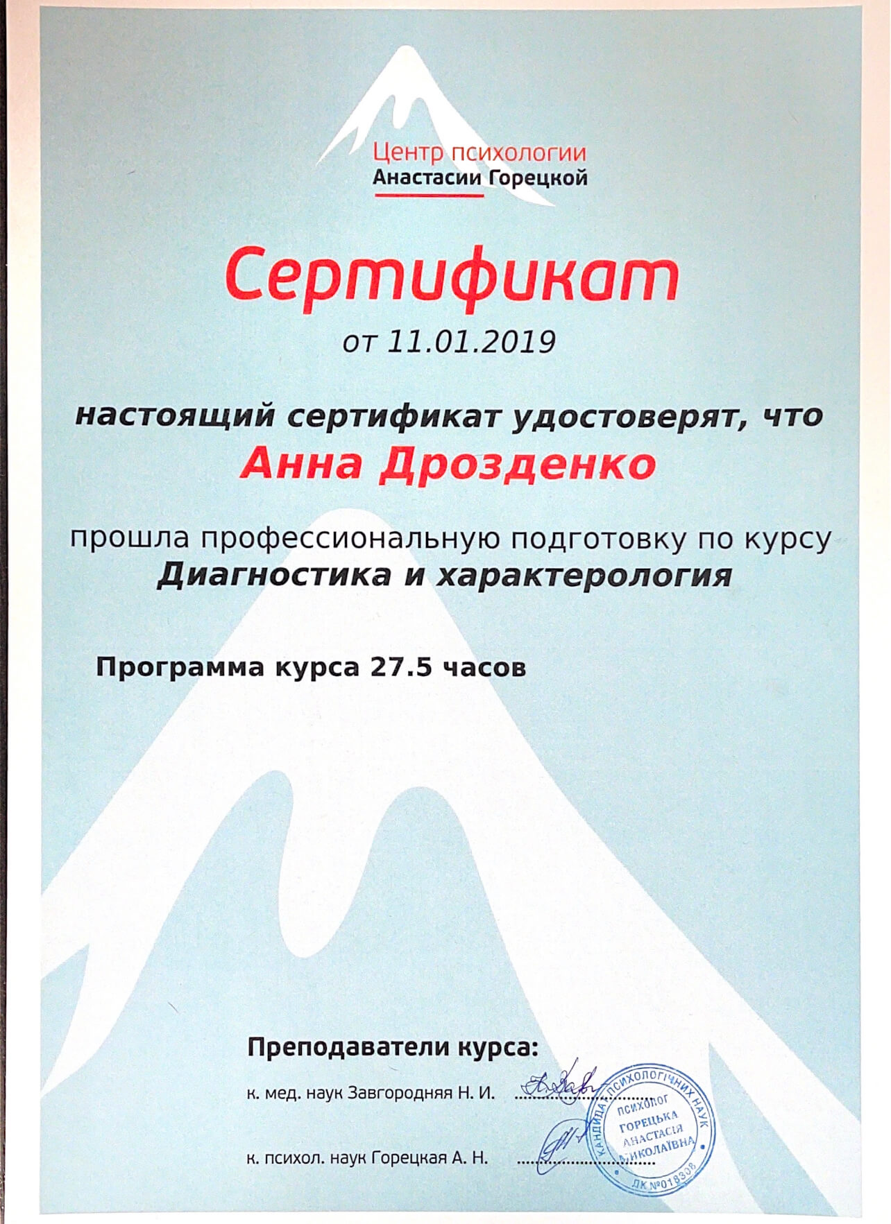 Сертифікат 4 Ганна Олександрівна Др...