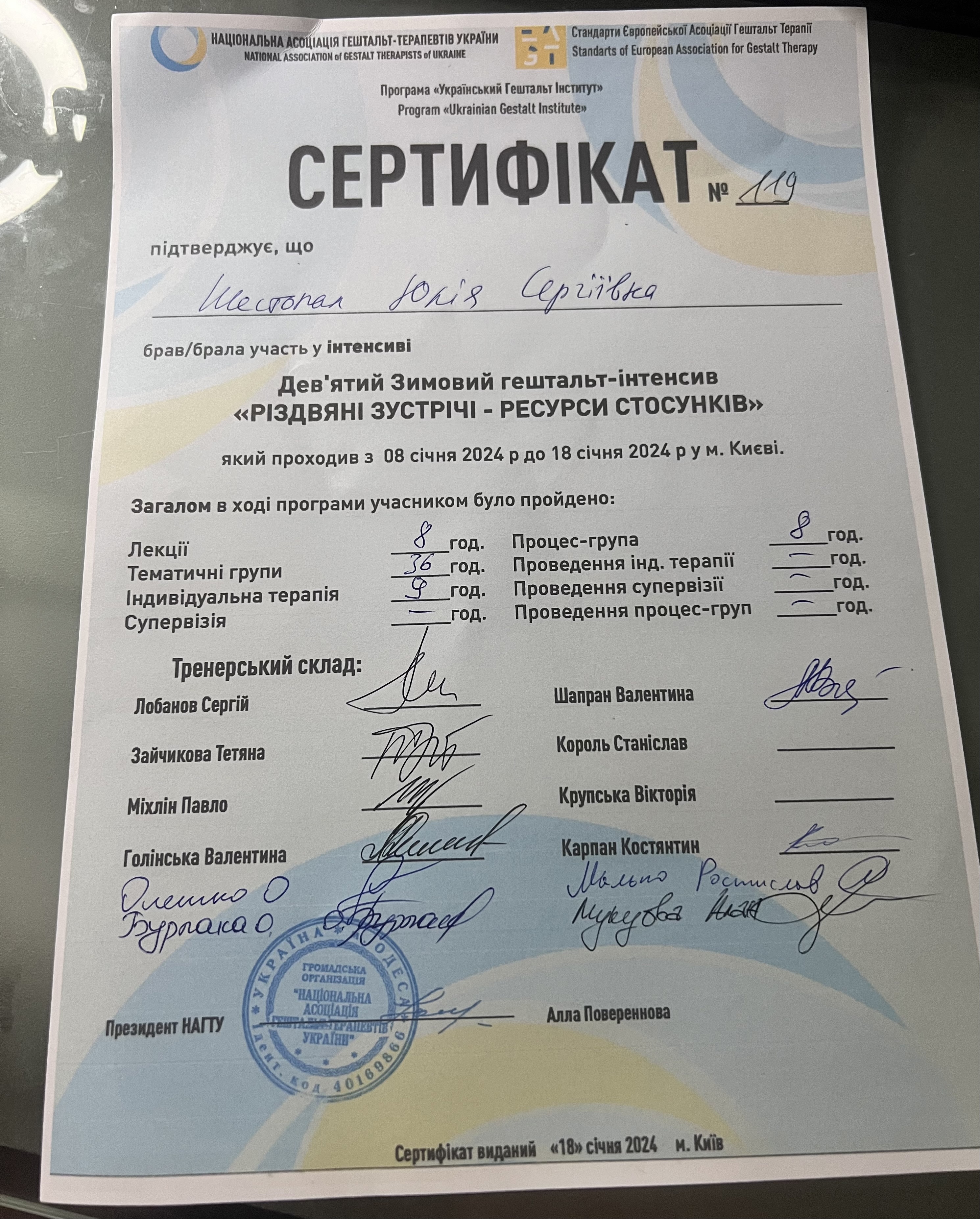 Сертифікат 2 Юлія  Ше...