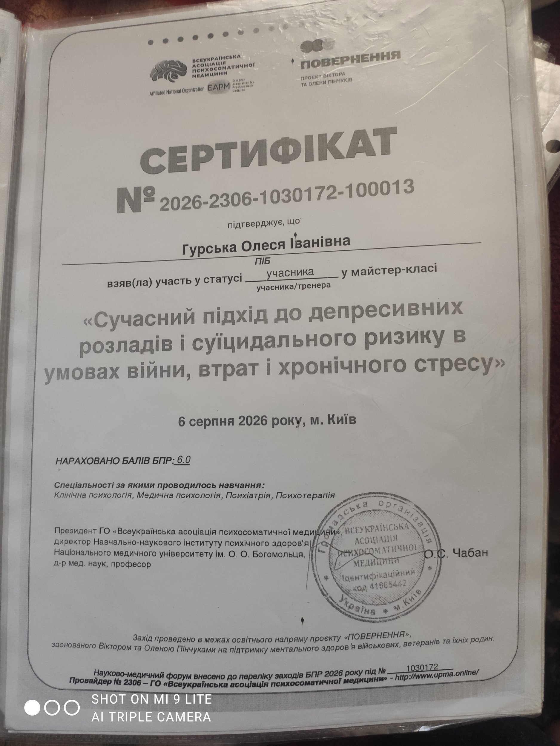 ГО «Всеукраїнська асоціація психосоматичної медицини», Сучасний підхід до депресивних розладів і суїцидального ризику в умовах війни, втрат і хронічного стресу