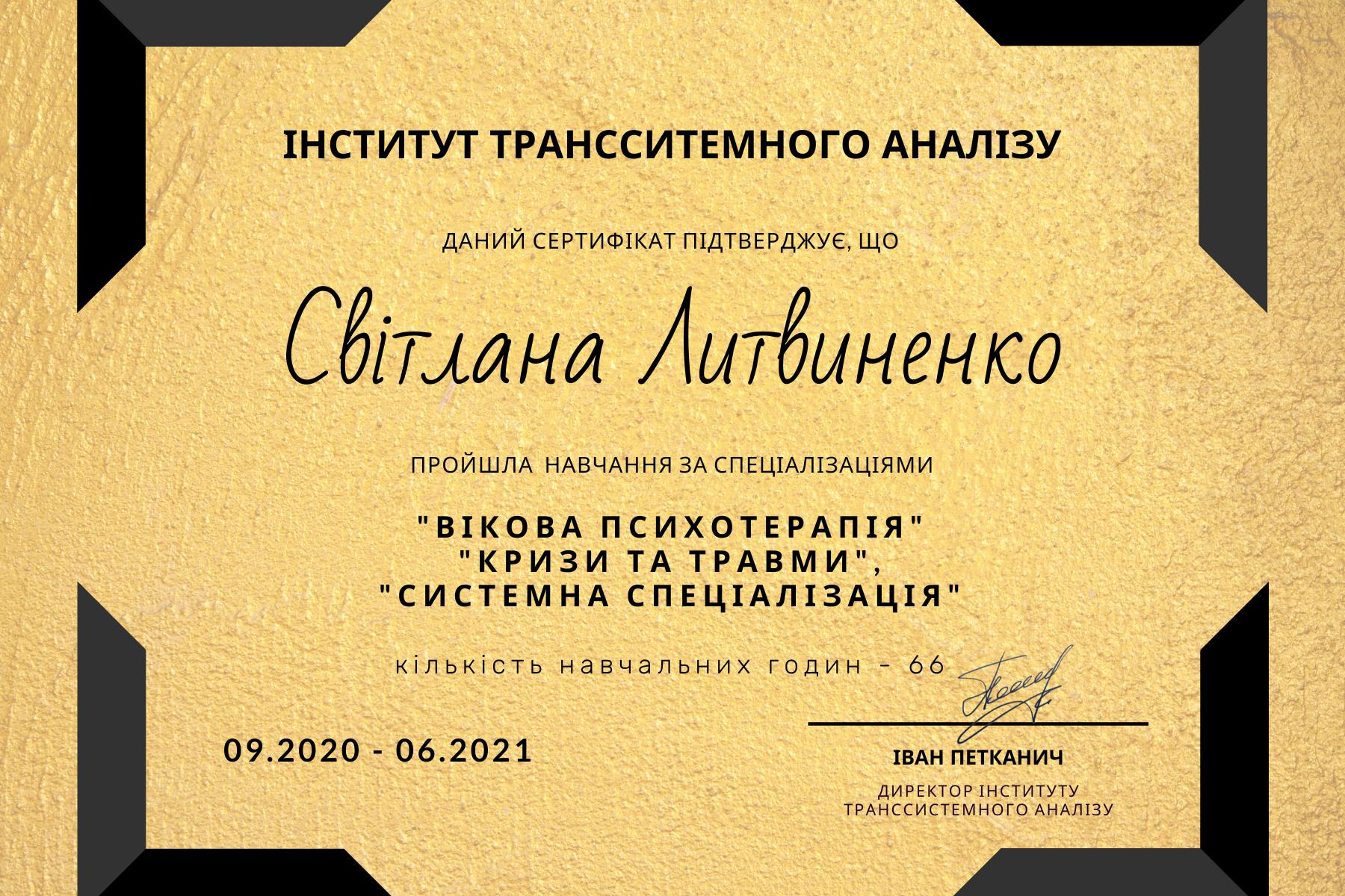 Сертифікат 2 Світлана Ли...