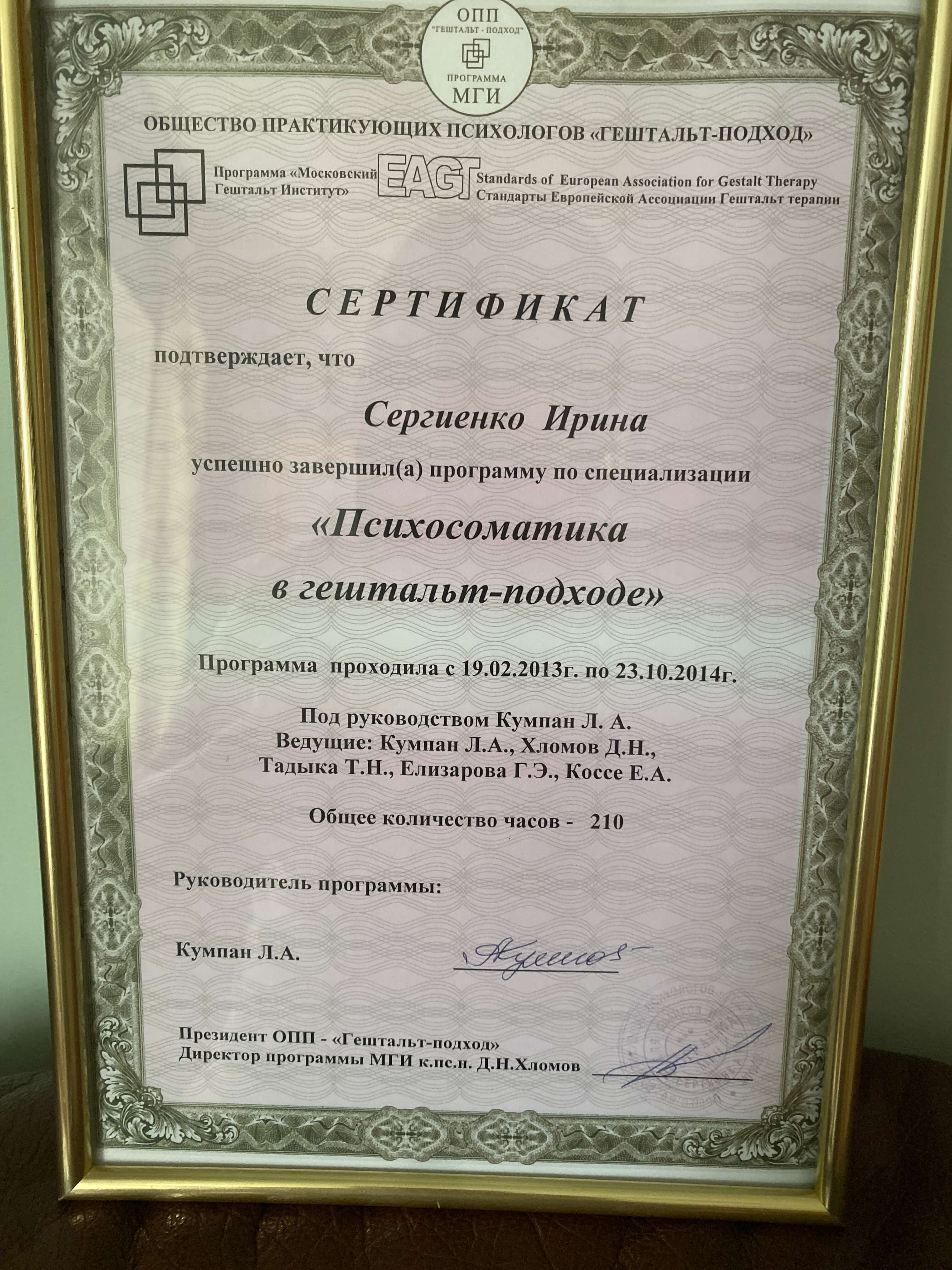 Сертификат 1 Ирина  Се...