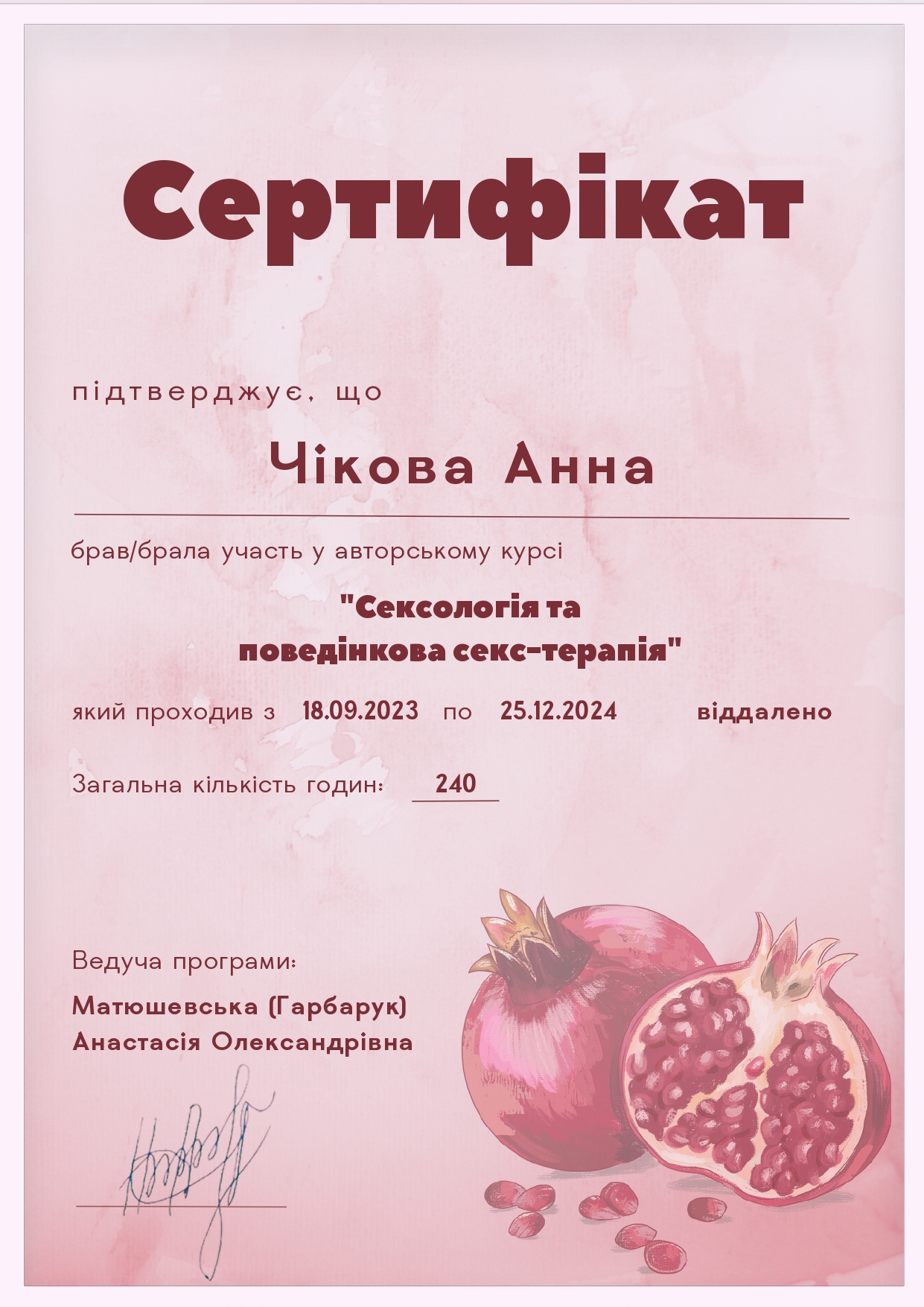 Сертифікат 1 Анна Чі...