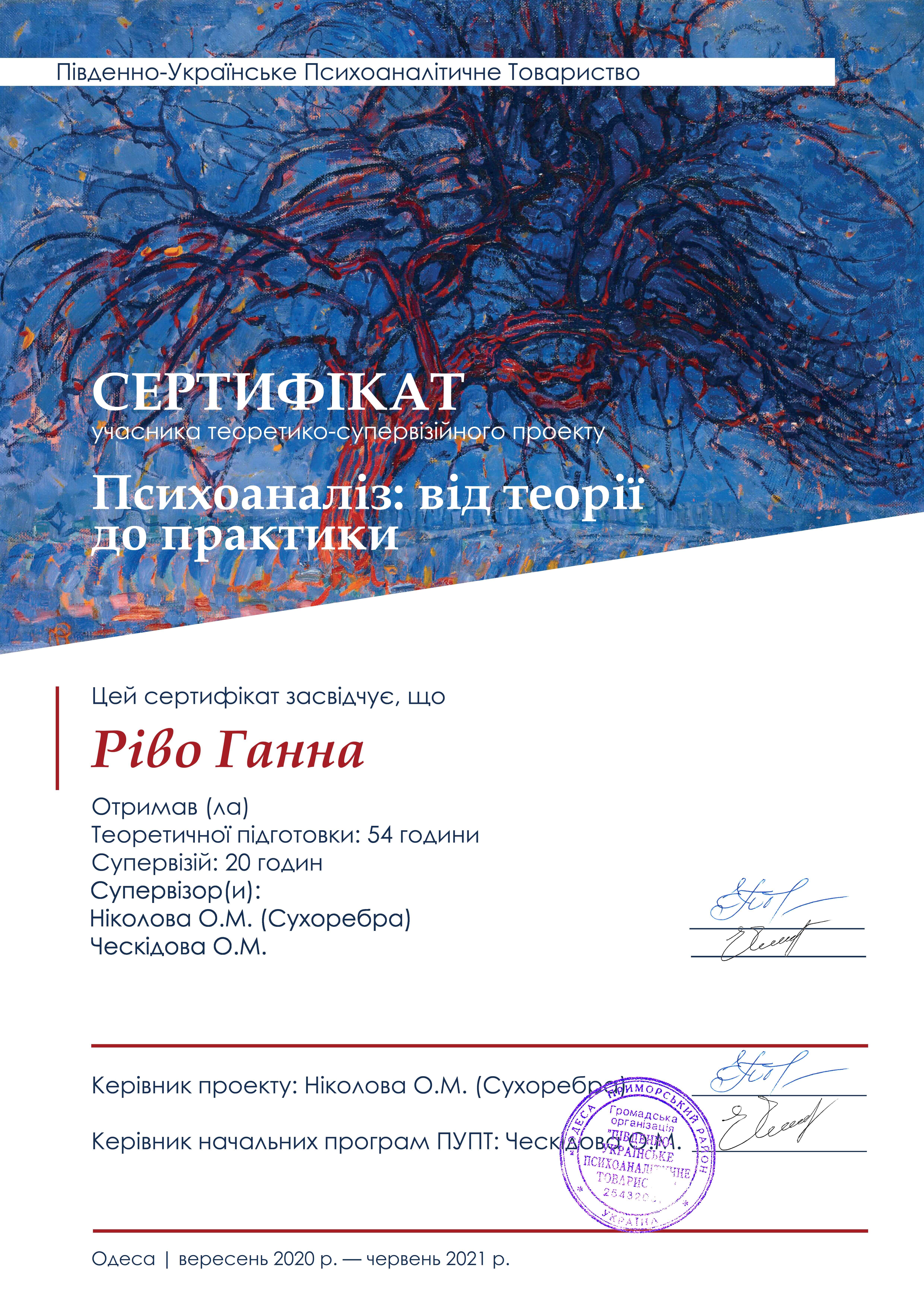Сертифікат 4 Ганна Рі...