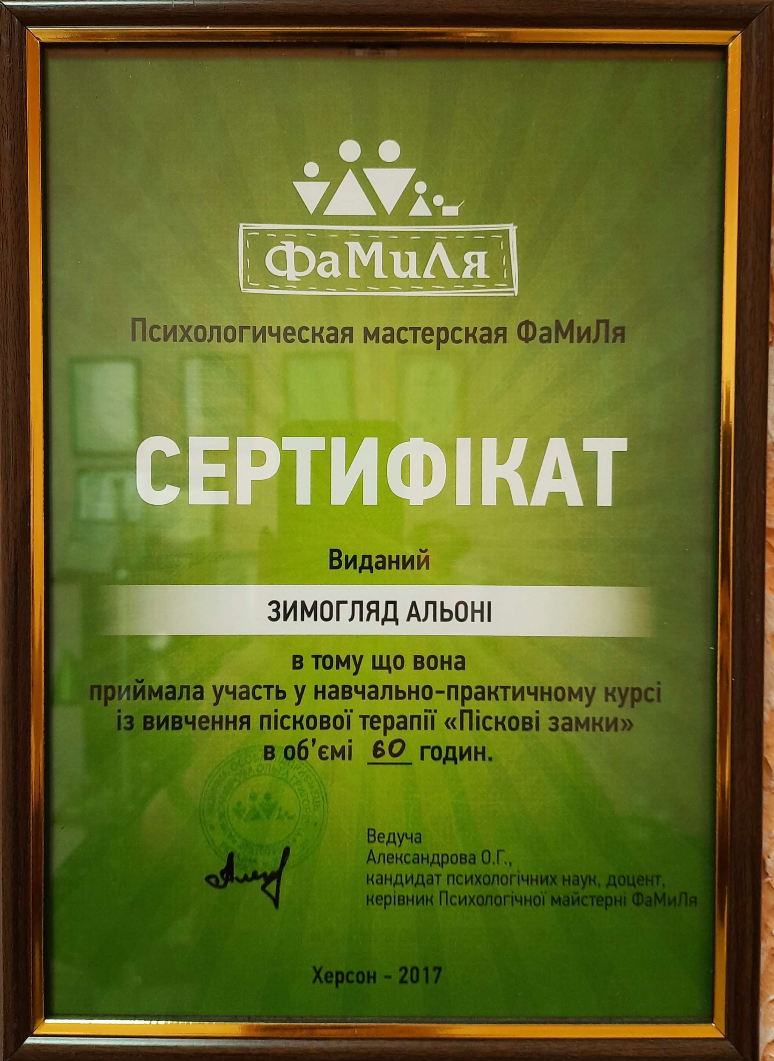 Сертифікат 1 Альона Зи...