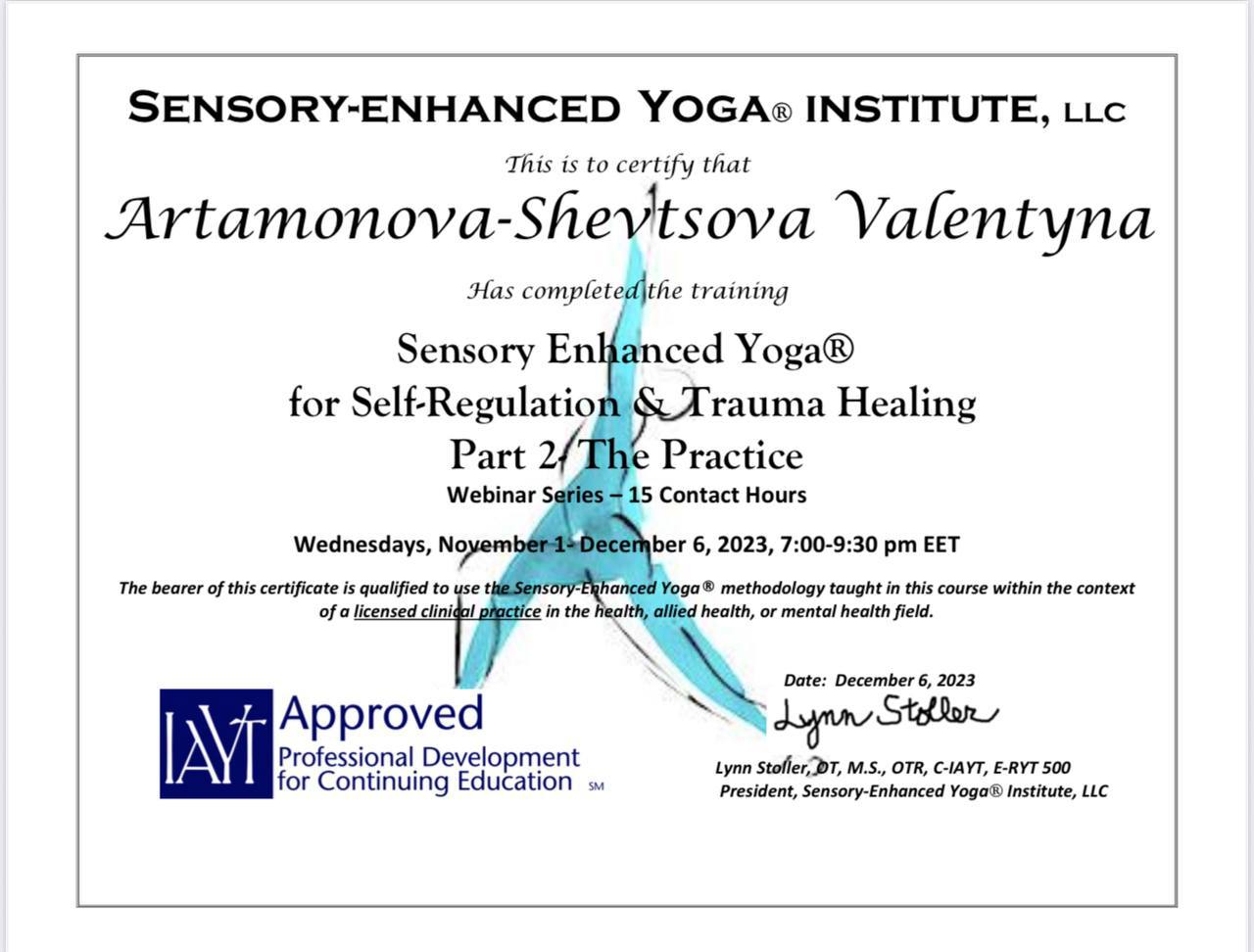 Сертифікат 2 Валентина  Ар...