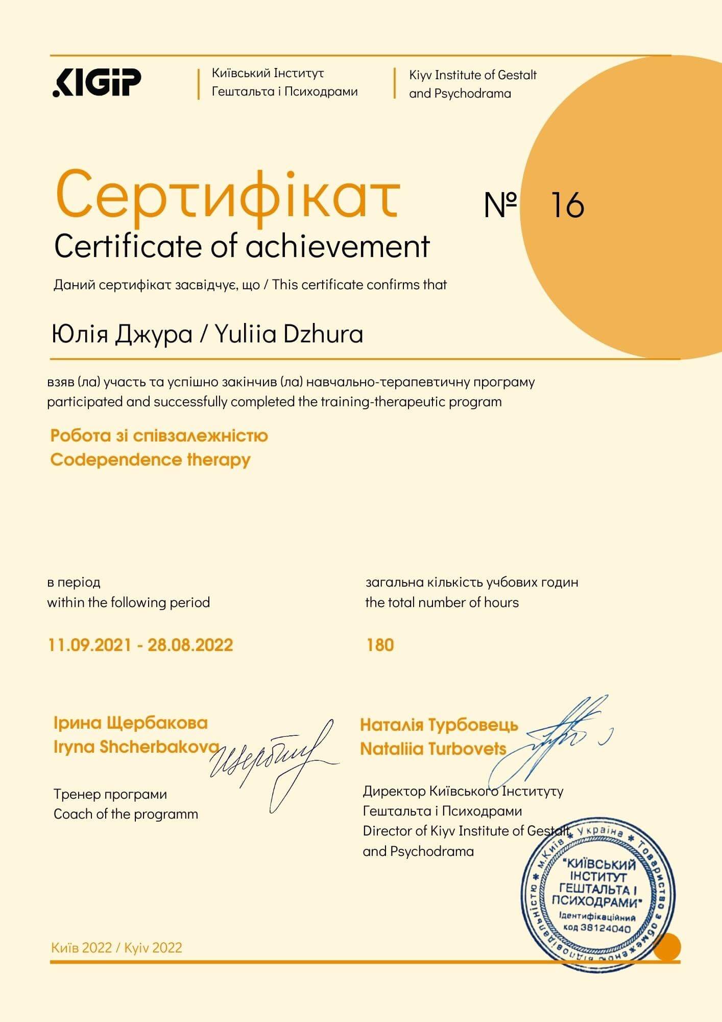 Сертифікат 3 Юлія Дж...