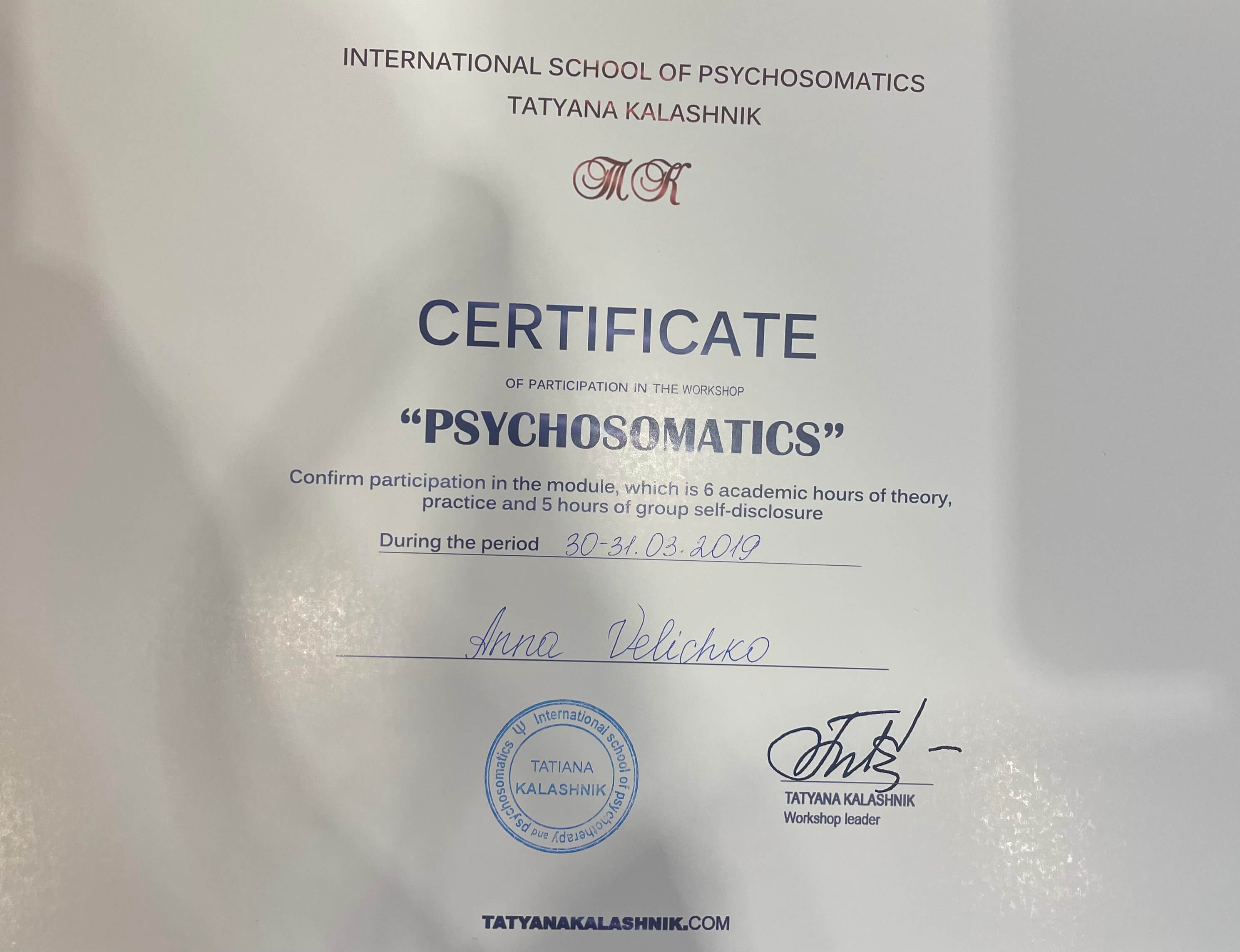 Сертификат 2 Анна  Ве...