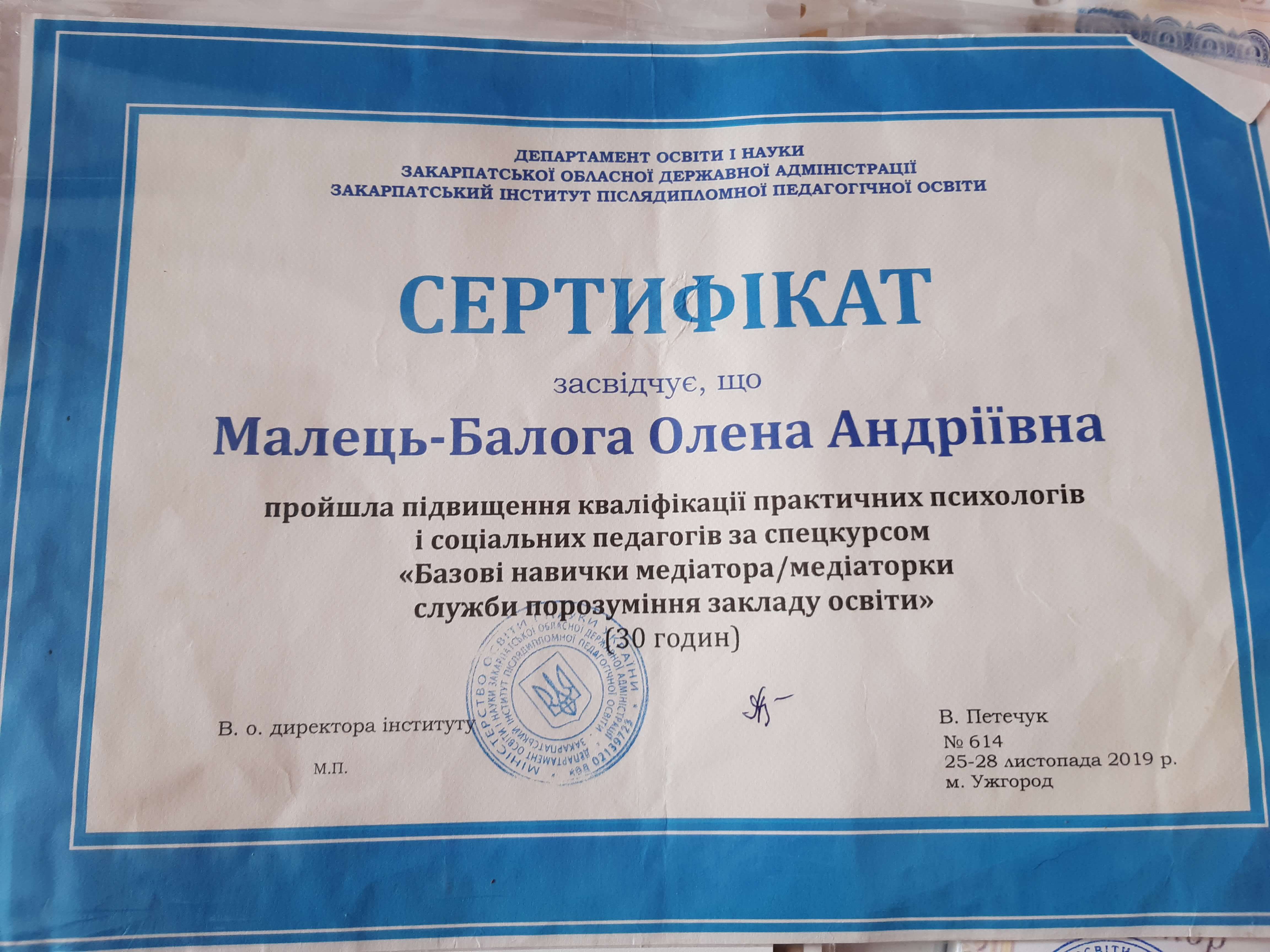 Сертифікат 4 Олена Ма...