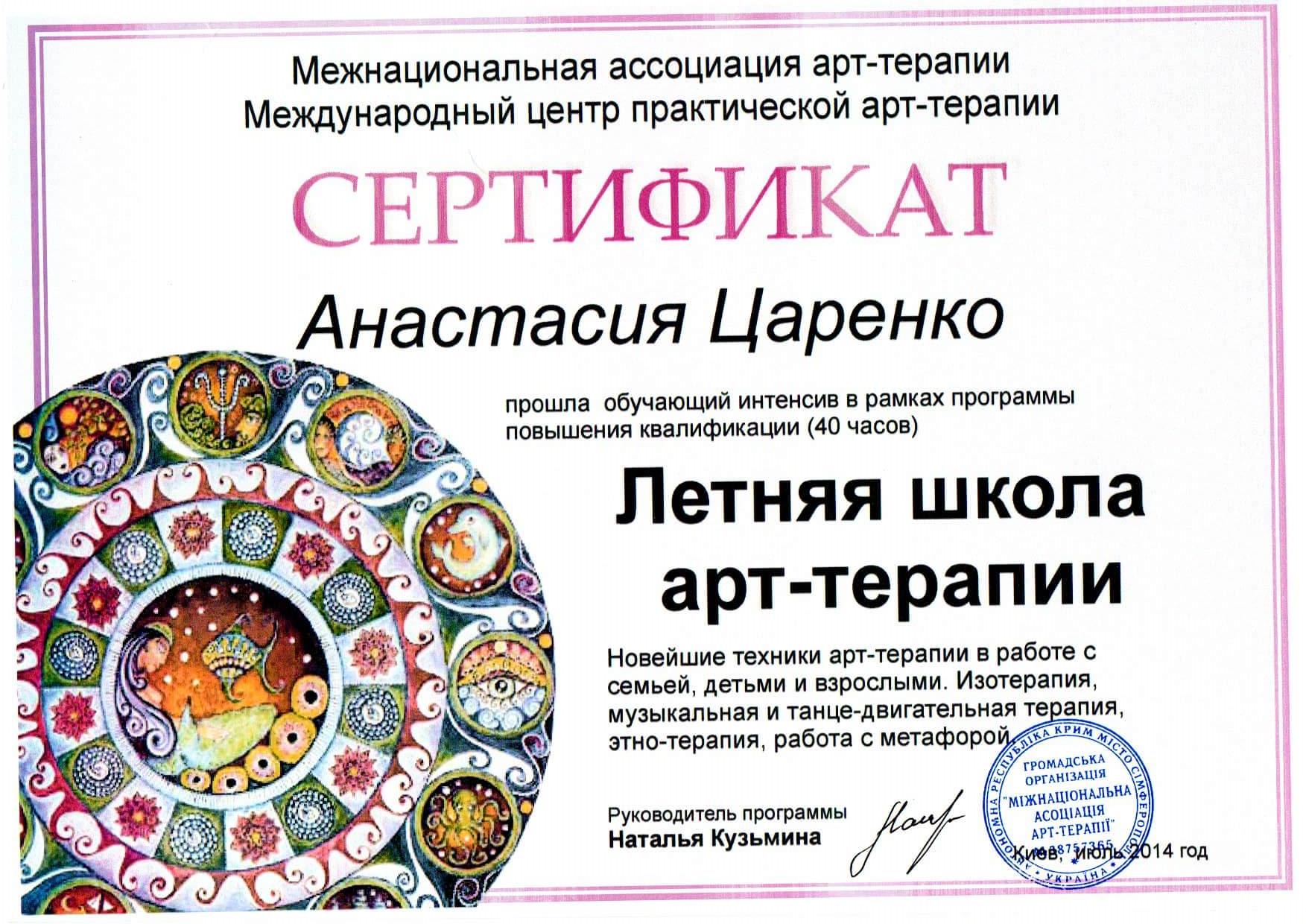 Сертифікат 5 Анастасія Ца...