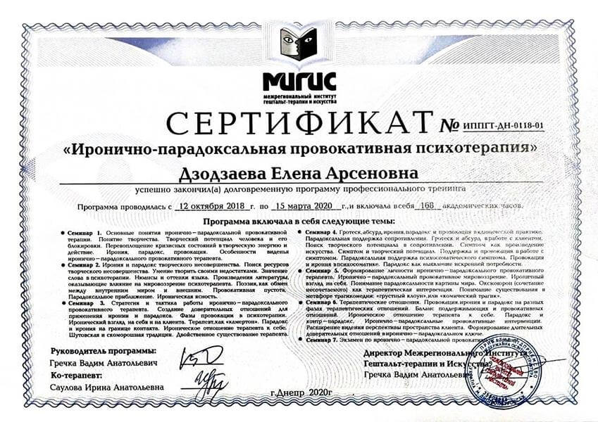 Сертификат 3 Елена Дз...