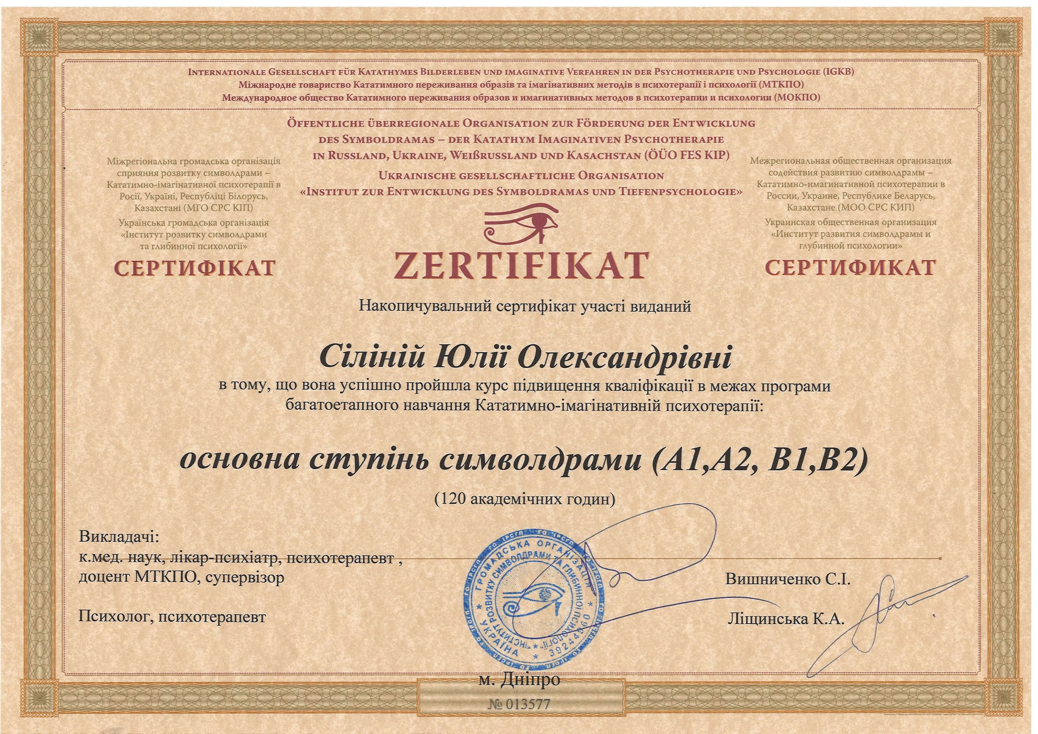 Сертификат 4 Юлия Сі...