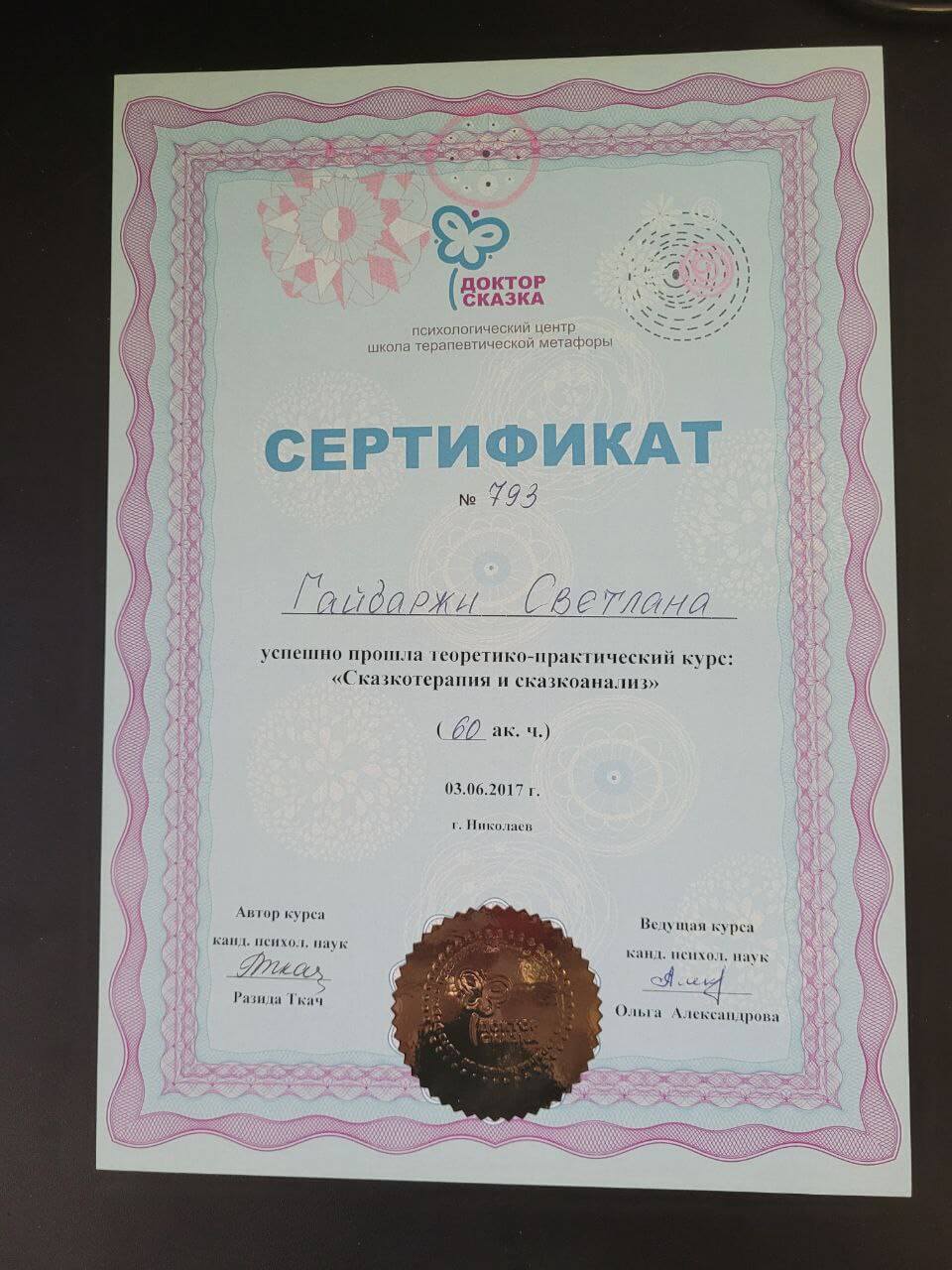 Сертифікат 3 Світлана Га...
