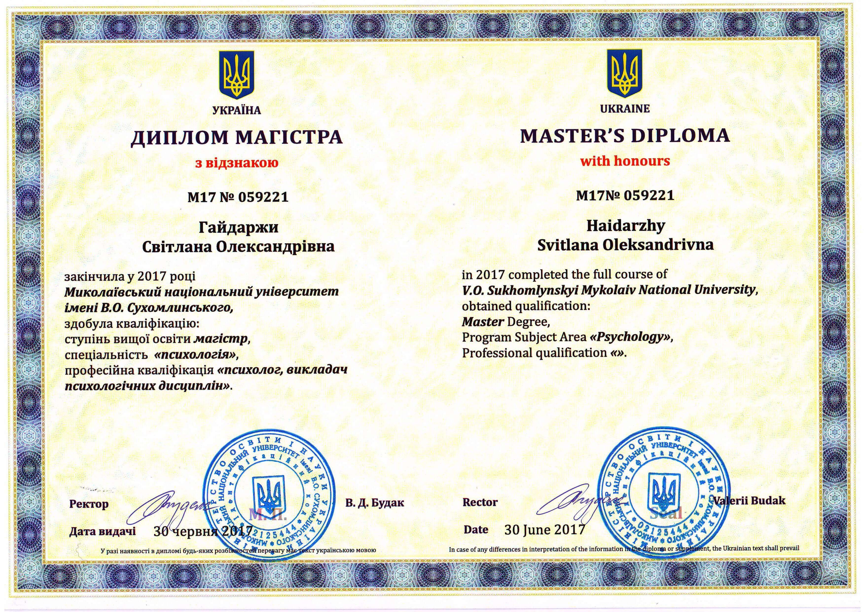 Сертифікат 1 Світлана Га...