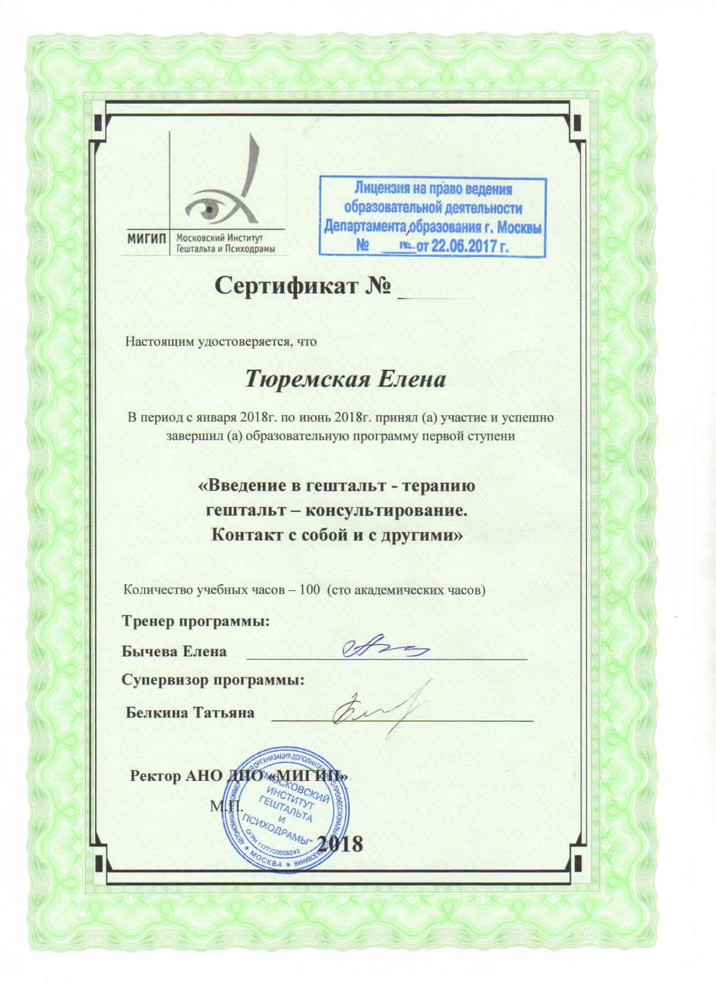 Сертифікат 1 Elena  M...