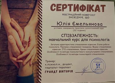Сертификат 5 Юлия  Єм...
