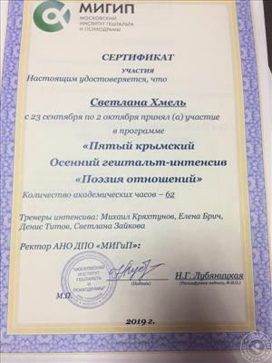 Сертифікат 3 Світлана Хм...