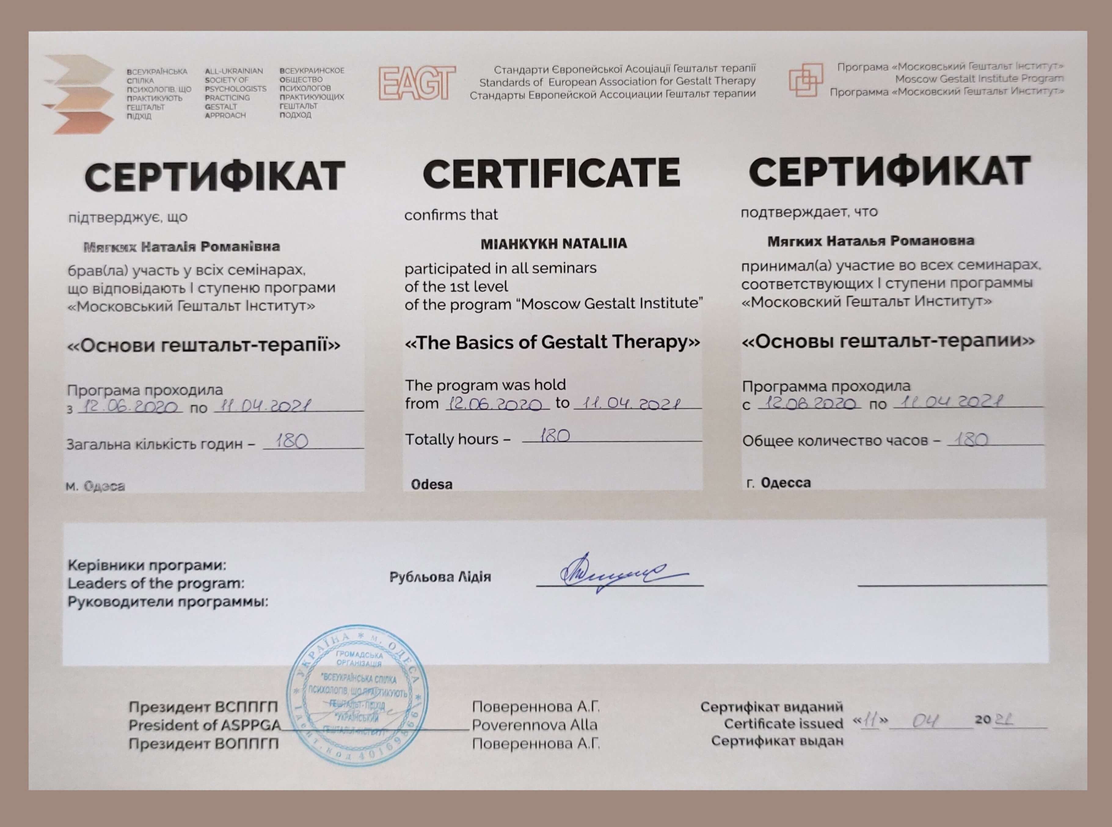 Сертифікат 2 Наталя М'...