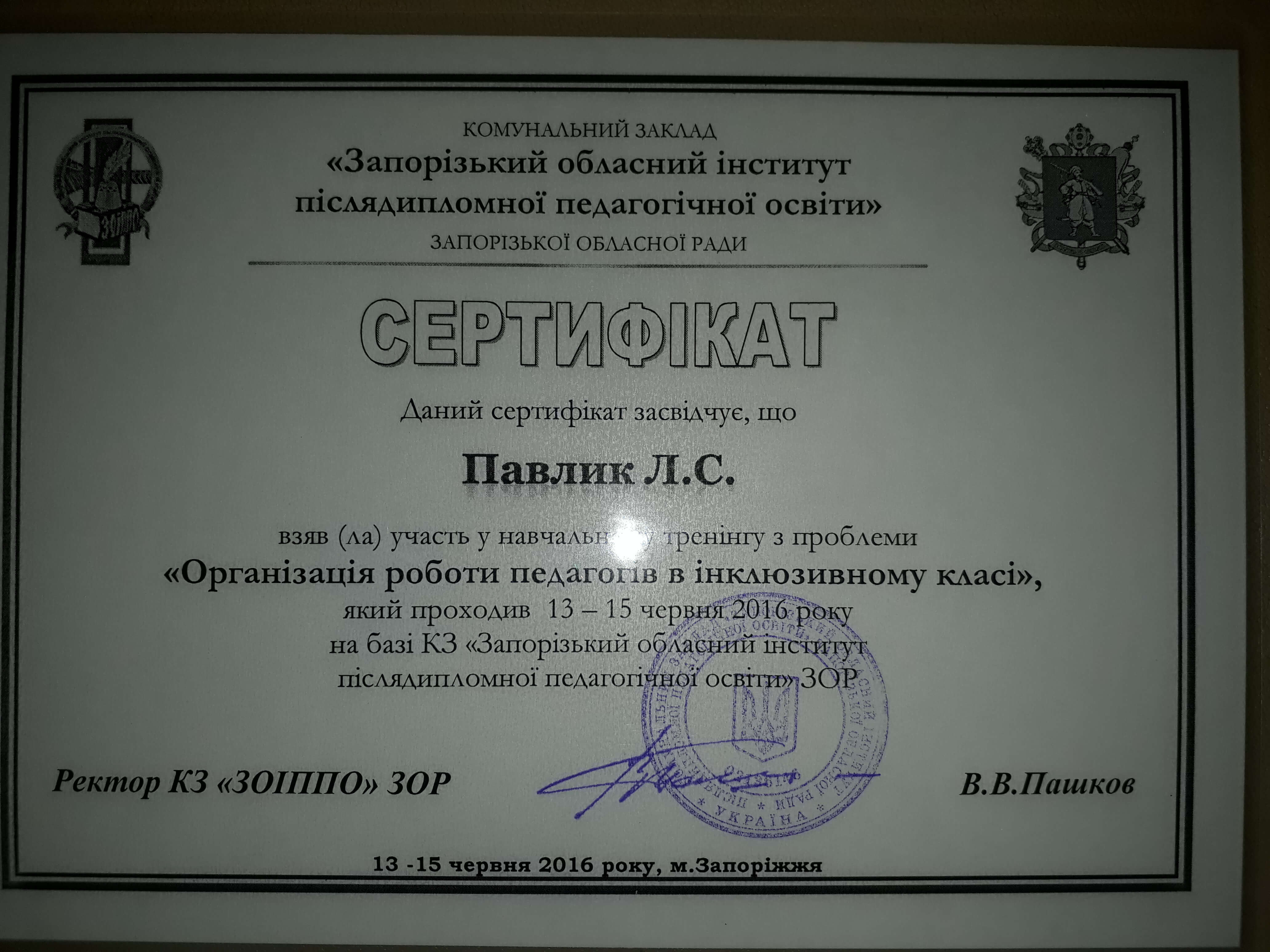 Сертификат 4 Людмила  Па...