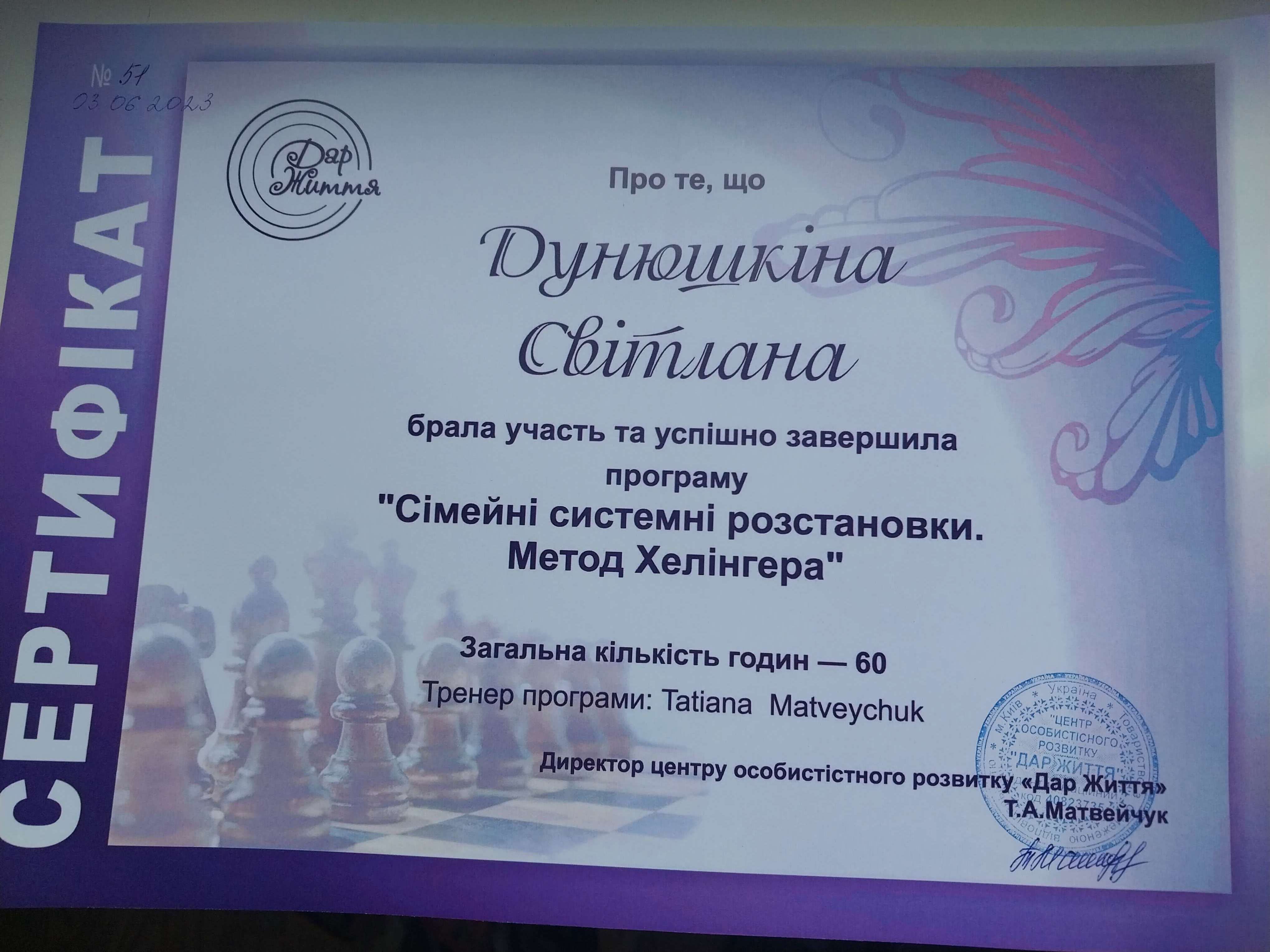 Сертифікат 4 Світлана Ду...