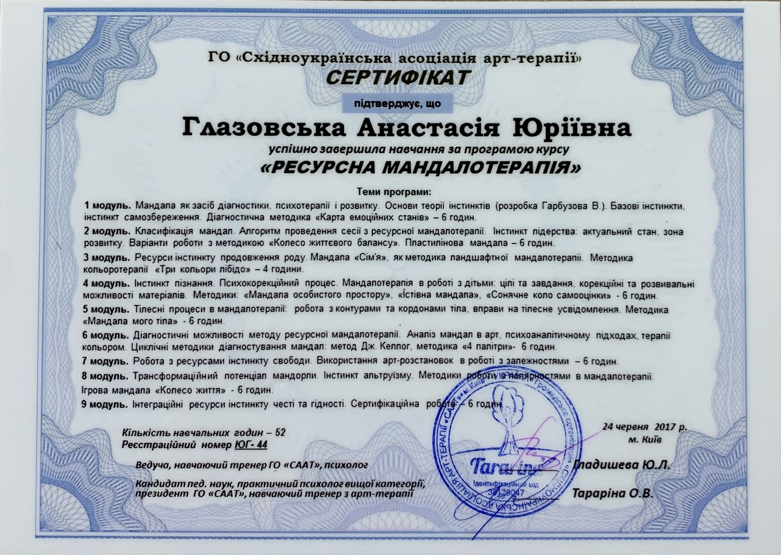 Сертифікат 5 Анастасія Гл...