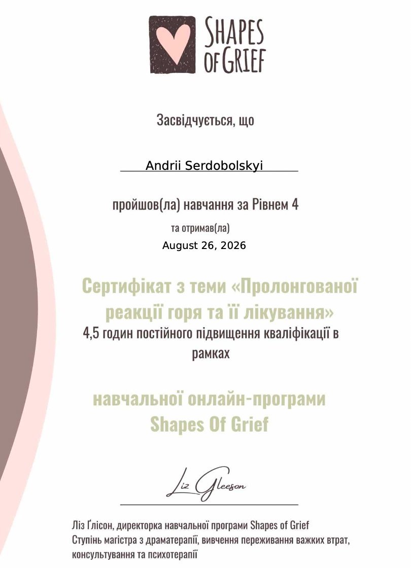 Shapes Of Grief, навчальна онлайн-програма Shapes Of Grief