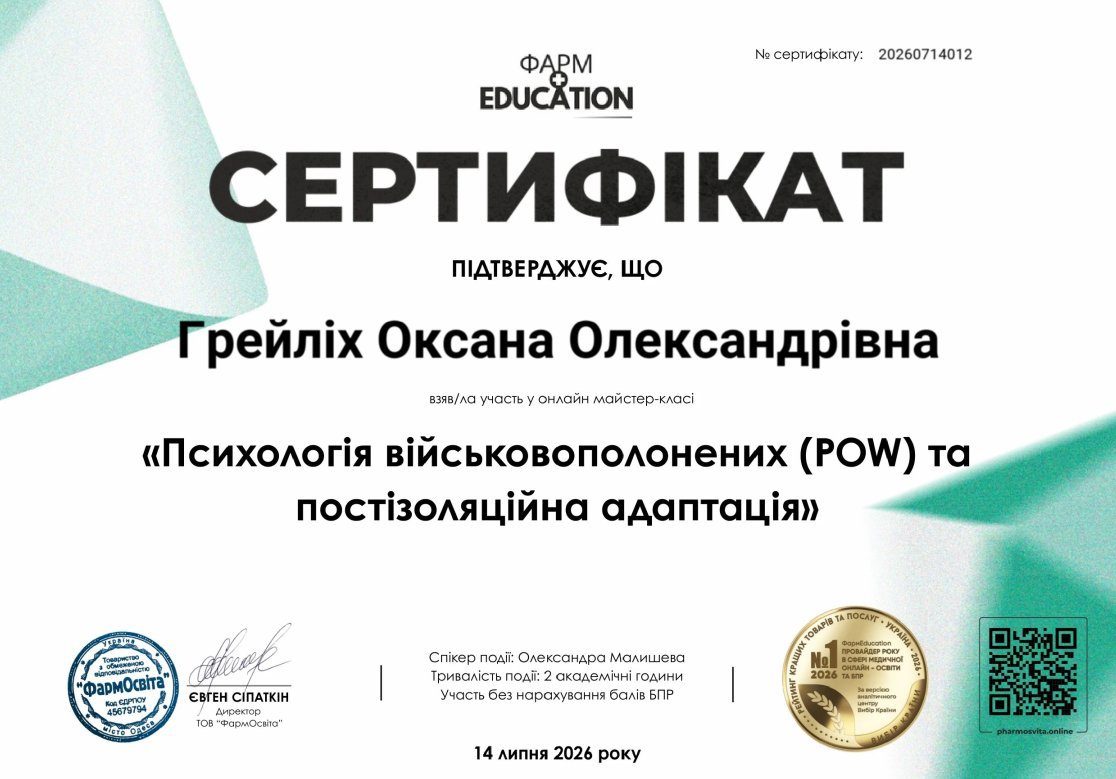ТОВ "ФармОсвіта", Психологія військовополонених (POW) та постізоляційна адаптація