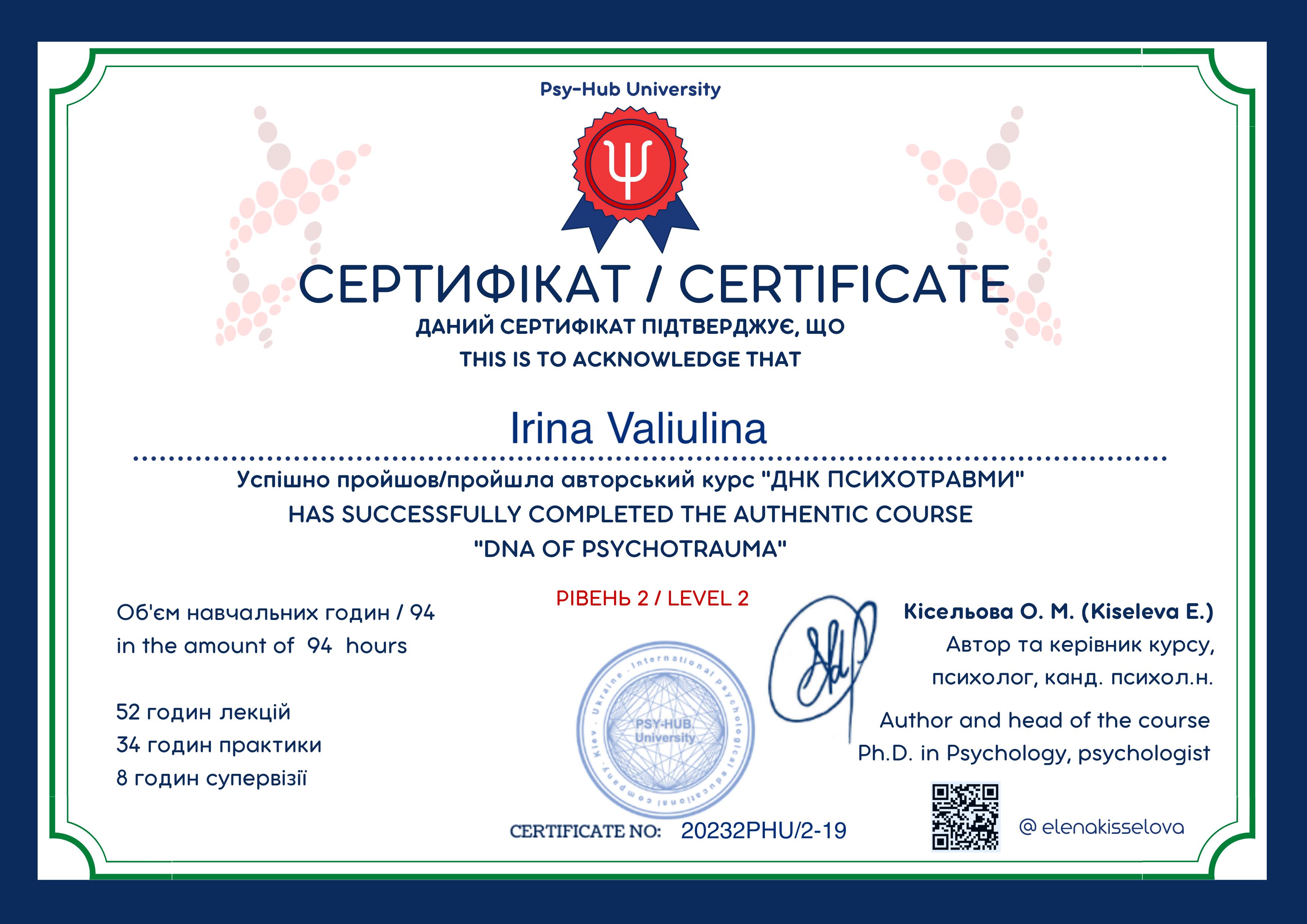 Сертифікат 4 Ірина  Ва...