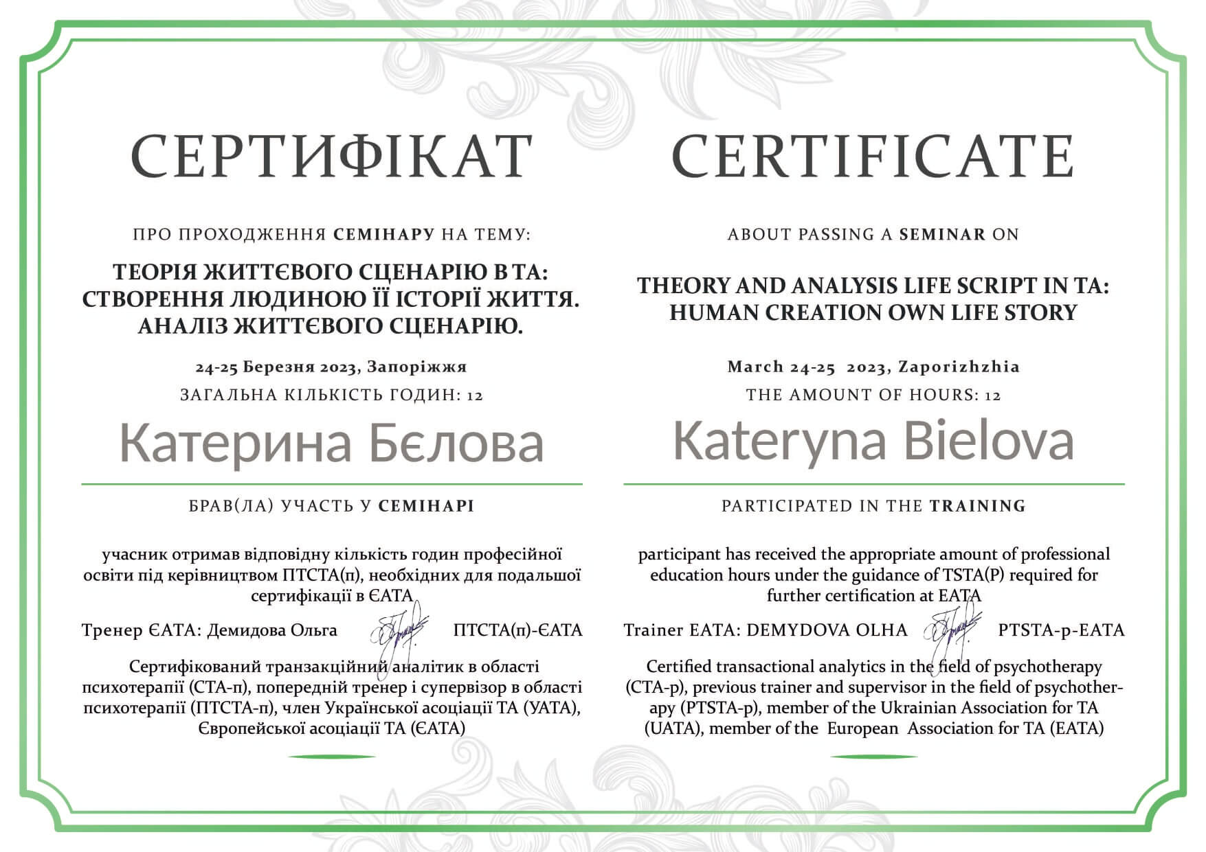 Сертифікат 3 Катерина  Бє...