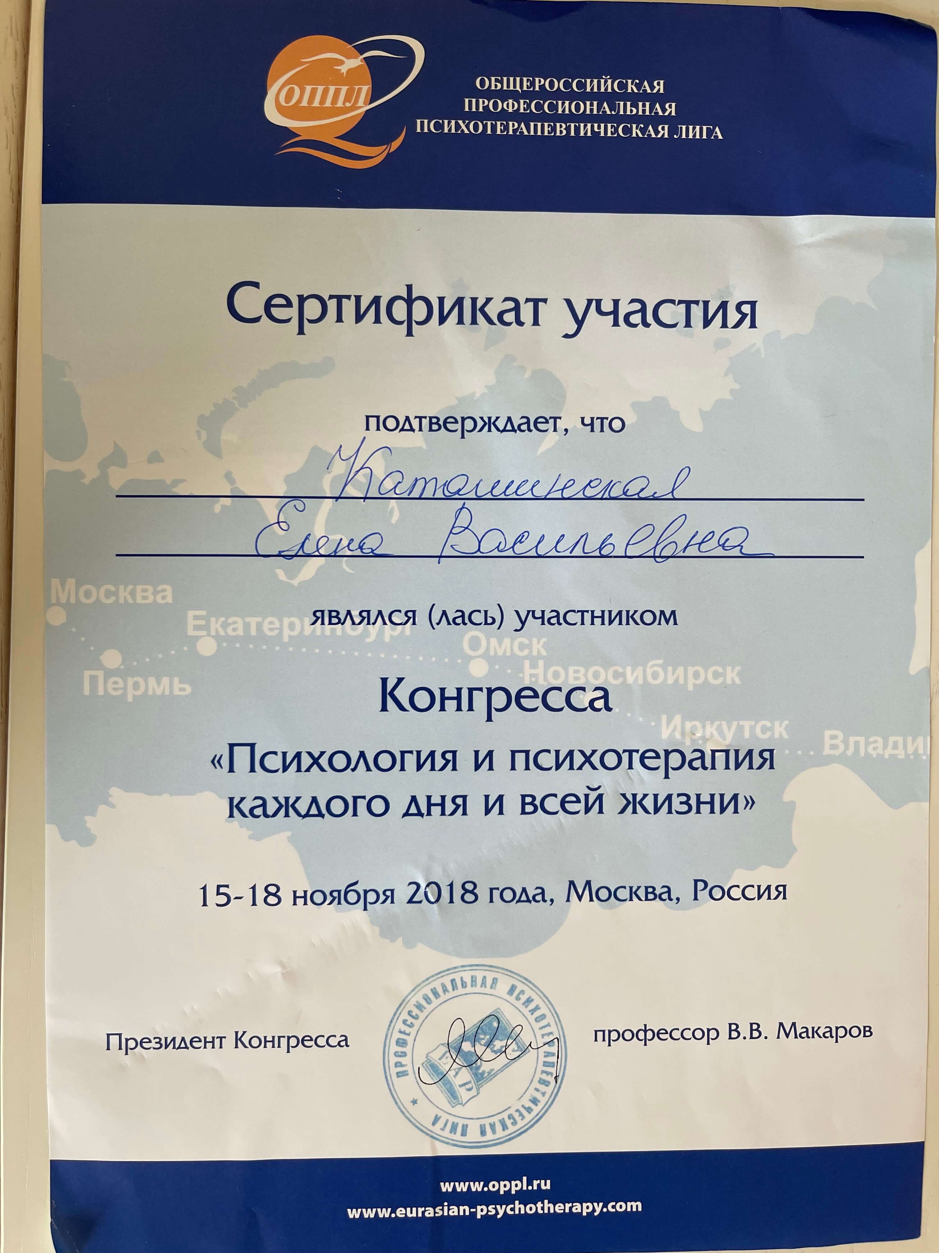 Сертификат 5 Елена  Ка...