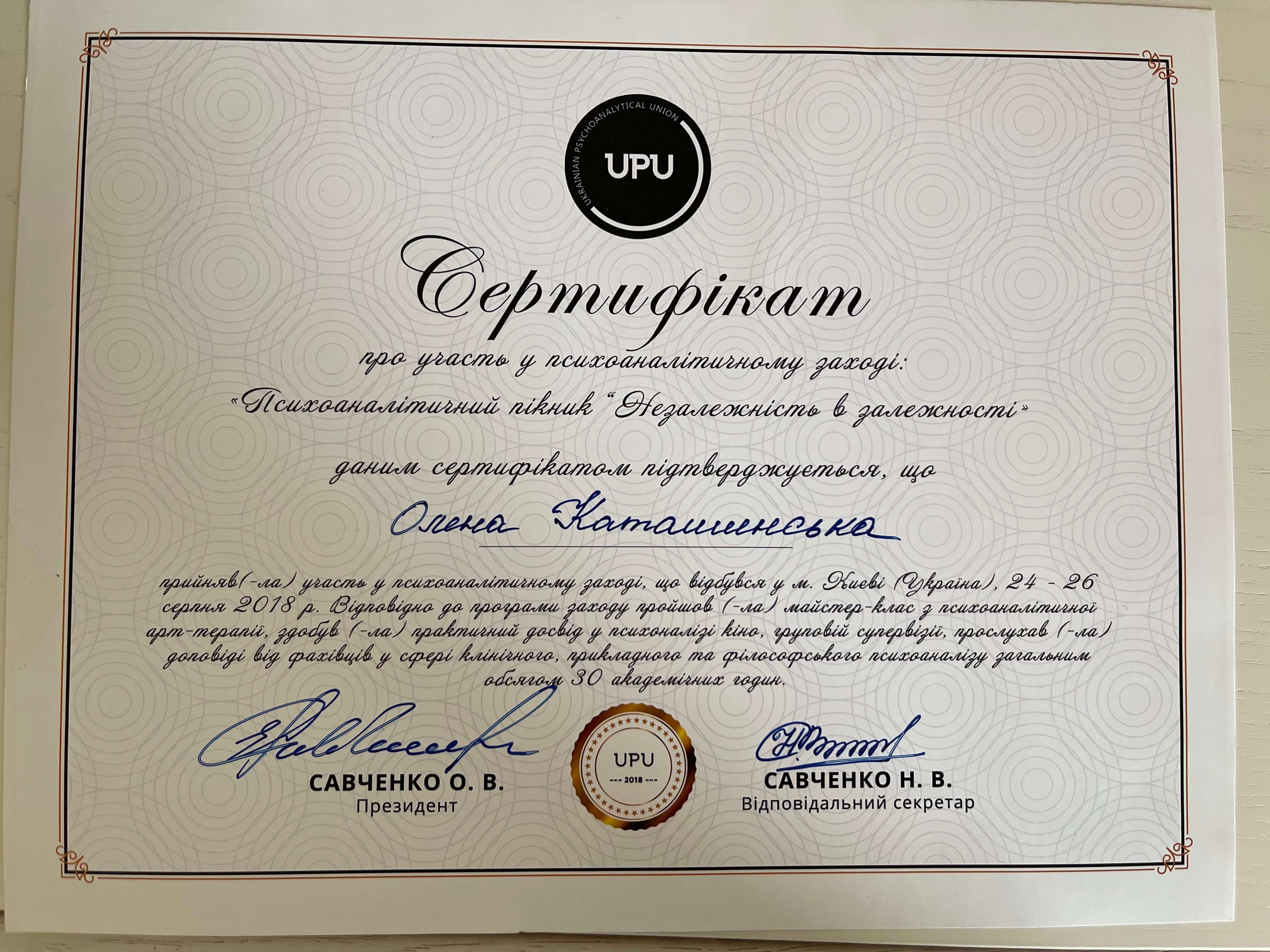 Сертификат 3 Елена  Ка...