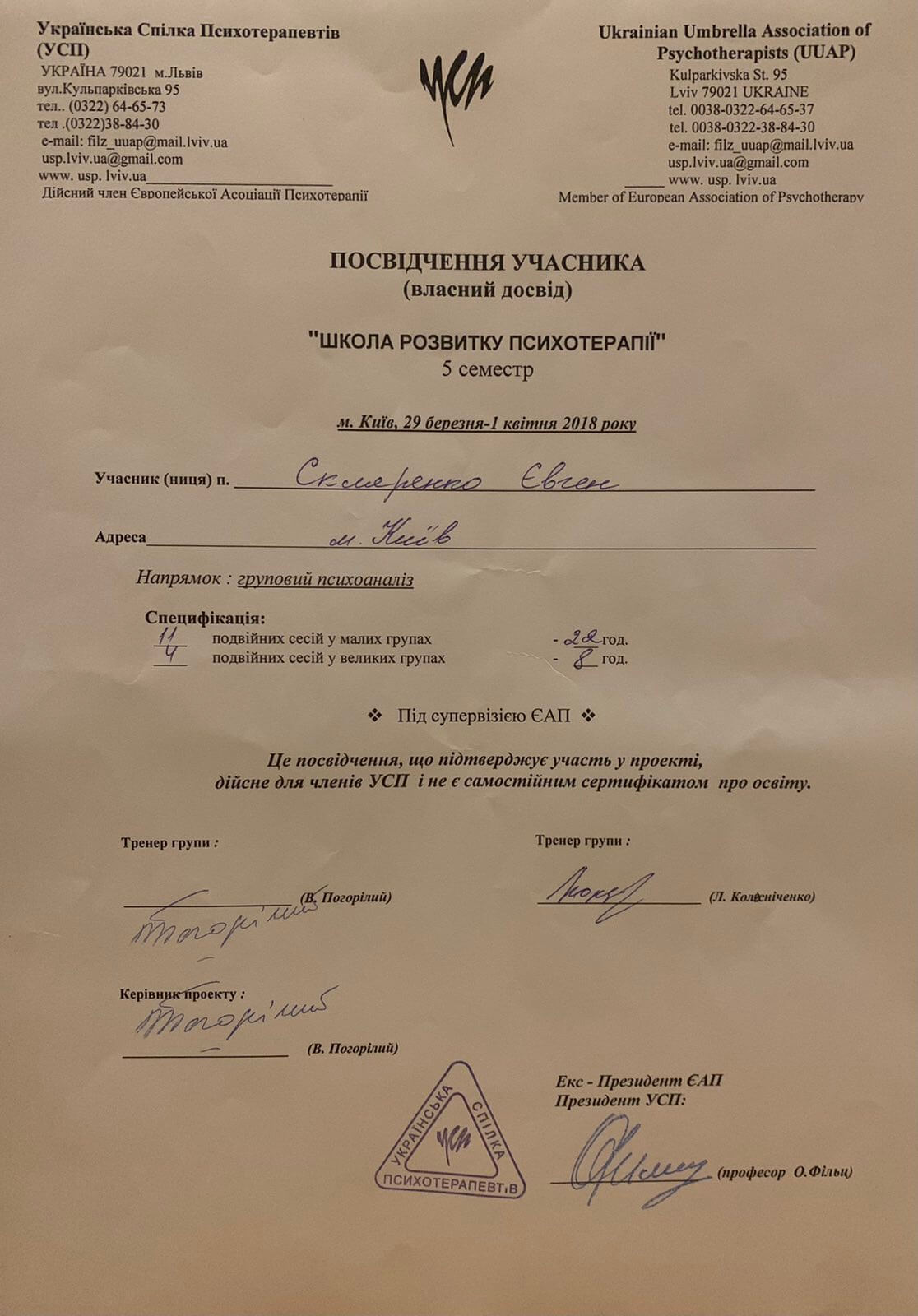 Сертификат 5 Евгений  Ск...