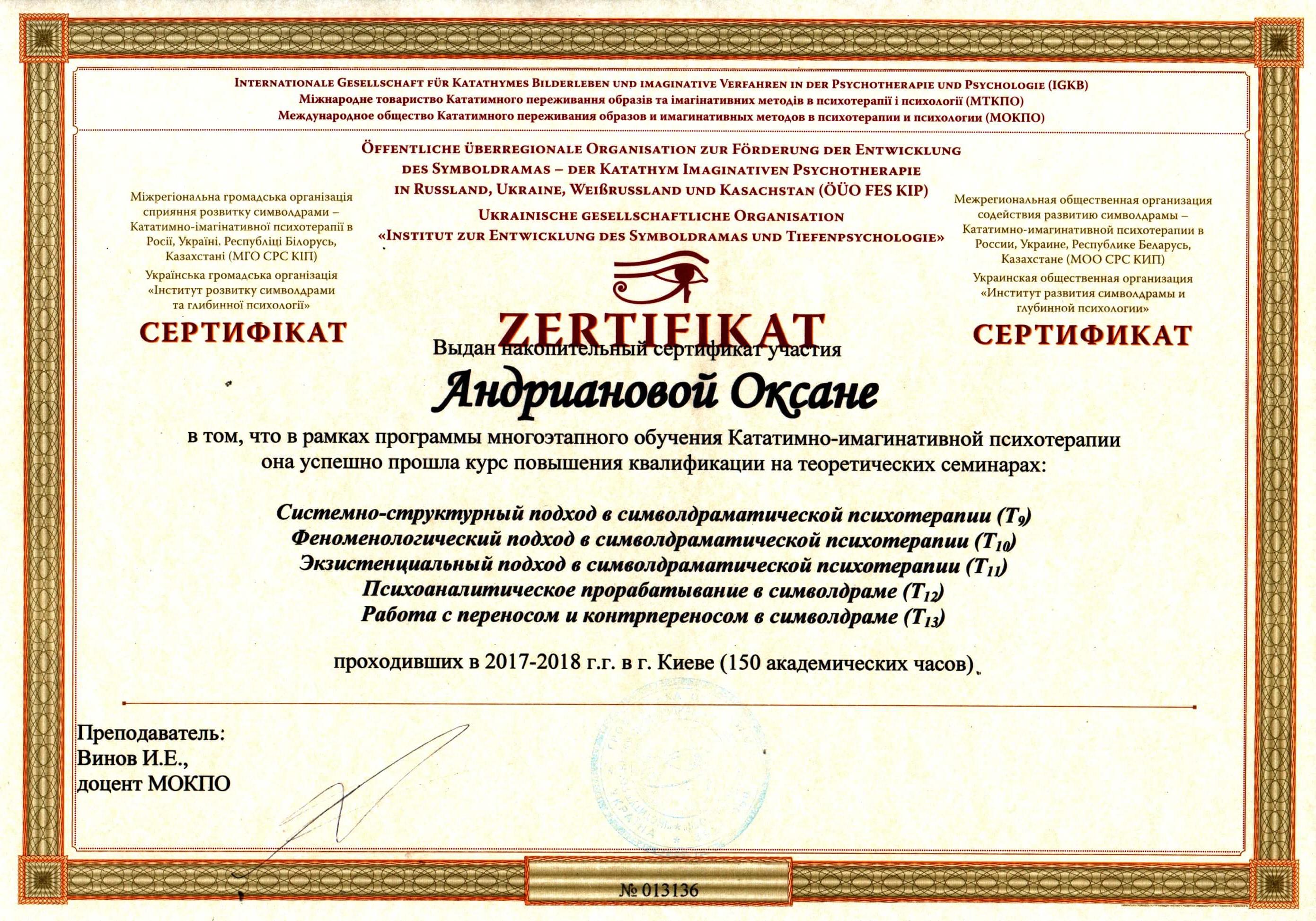 Сертифікат 4 Оксана Ан...