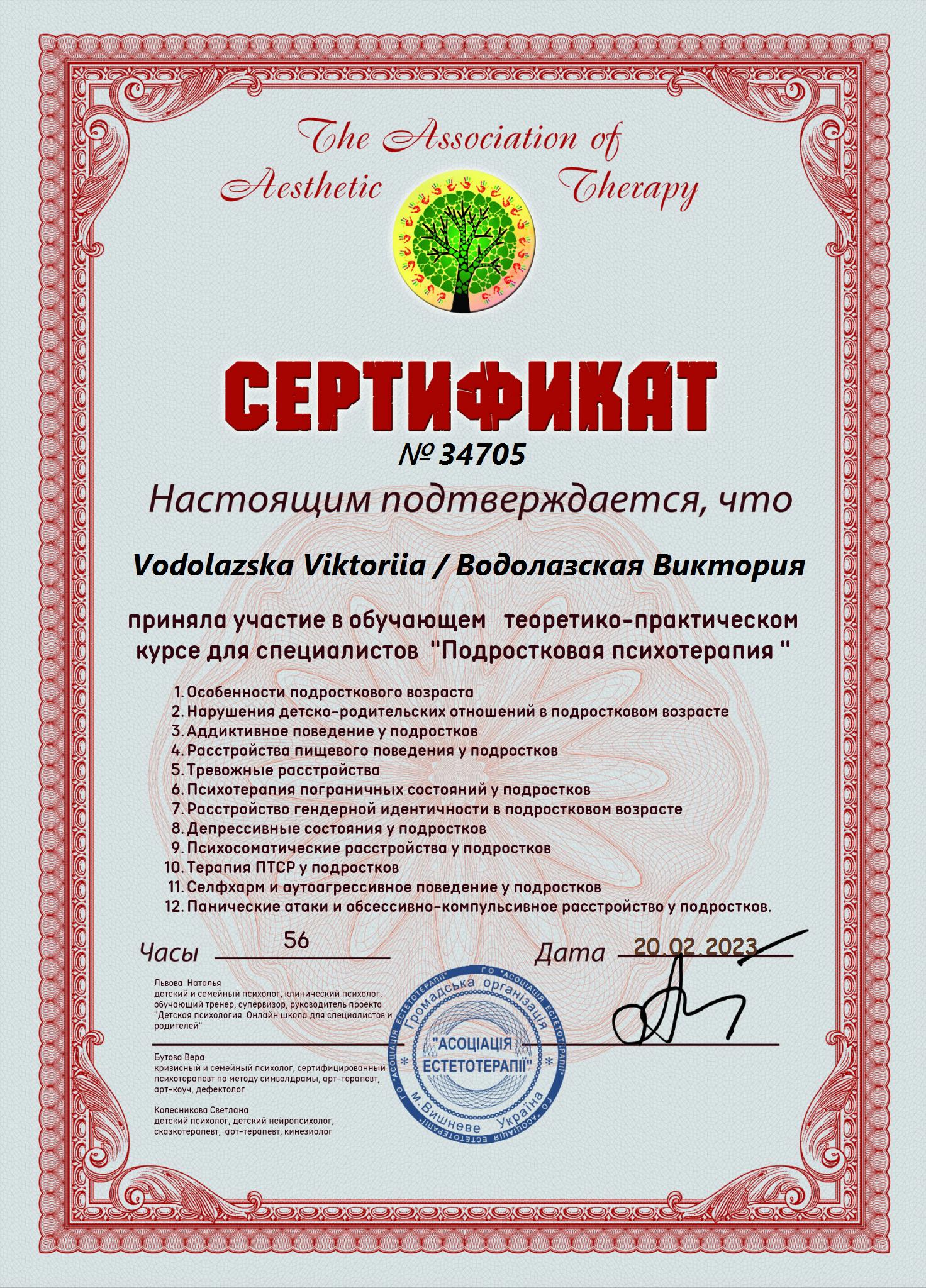 Сертификат 5 Виктория  Во...