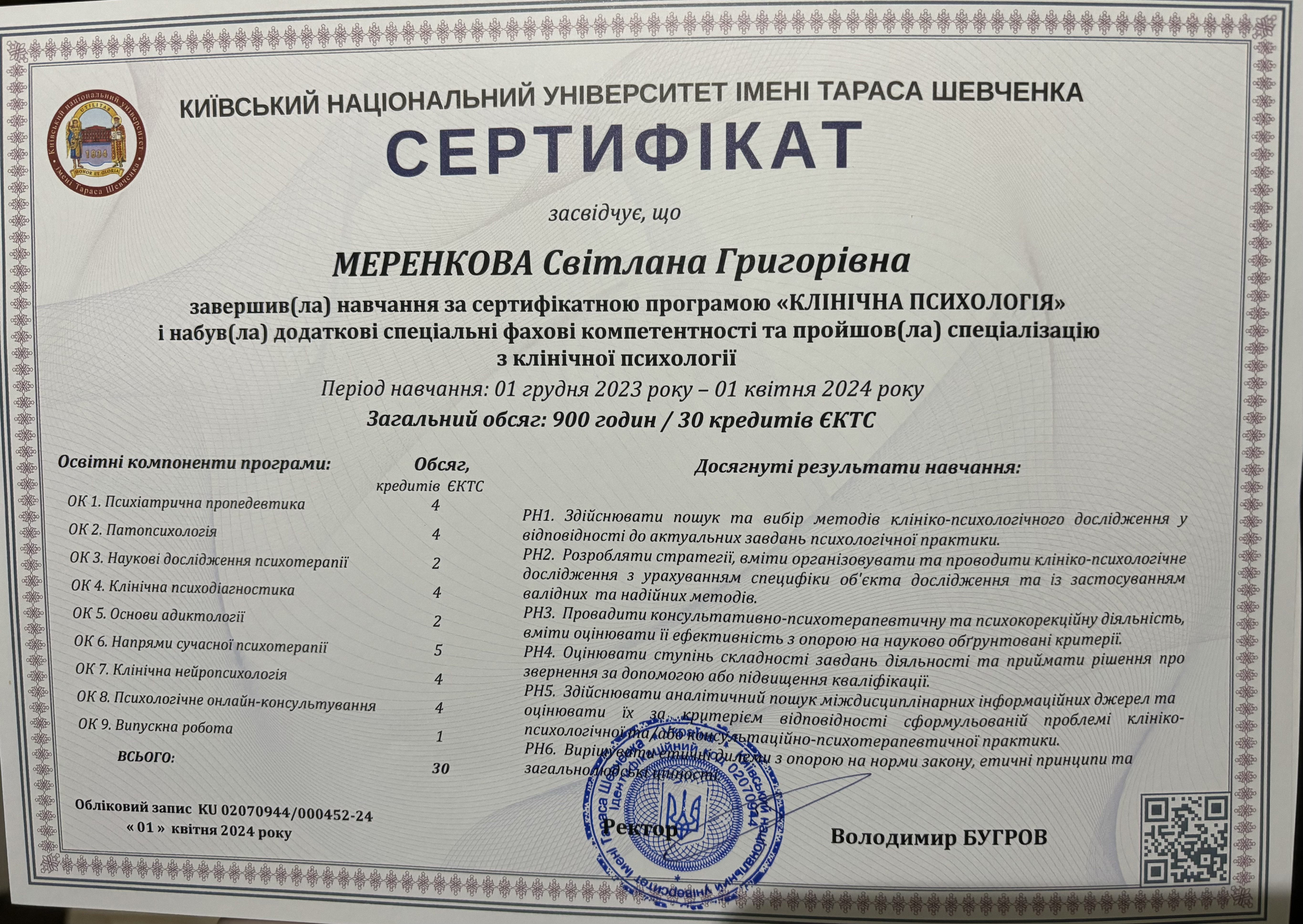Сертифікат 2 Світлана  Ме...