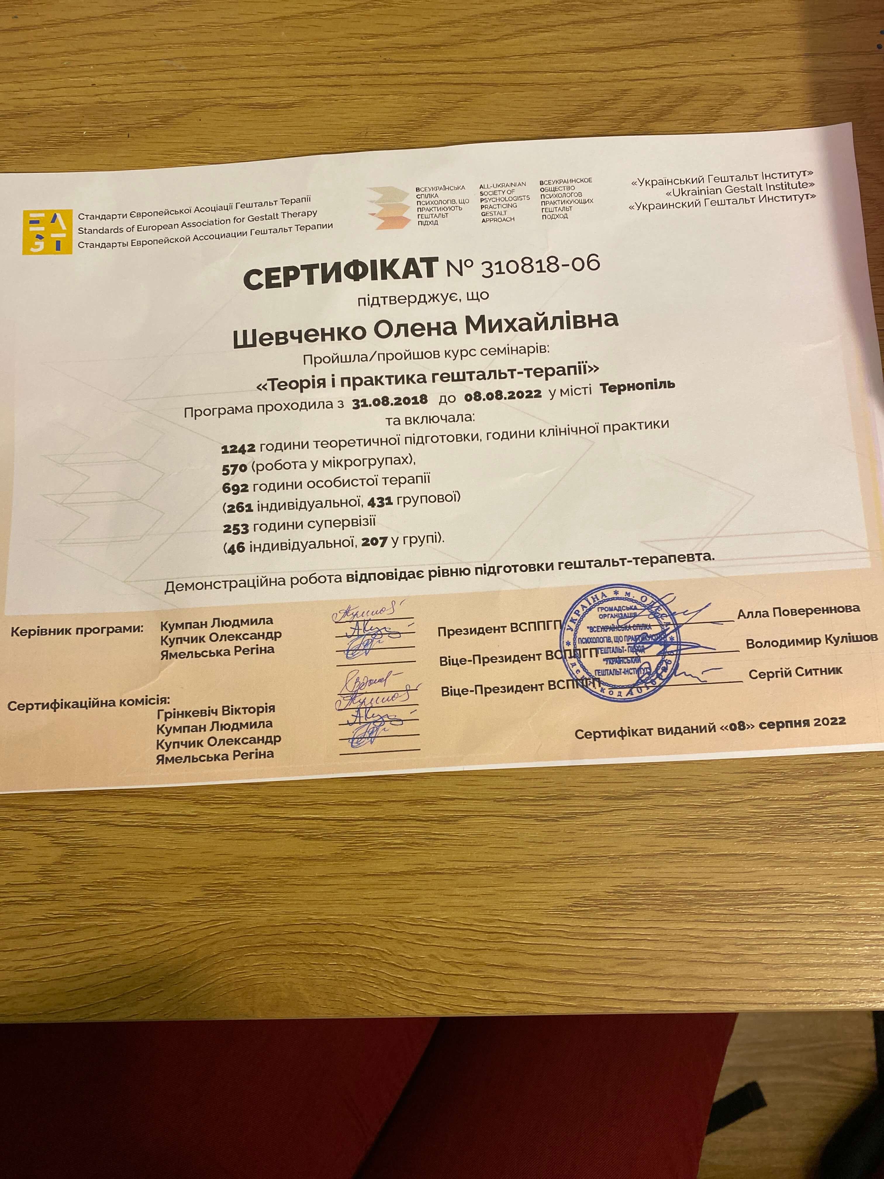 Сертифікат 2 Олена Ше...