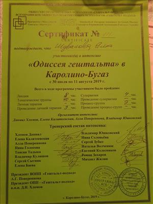 Сертифікат 5 Олена Шу...