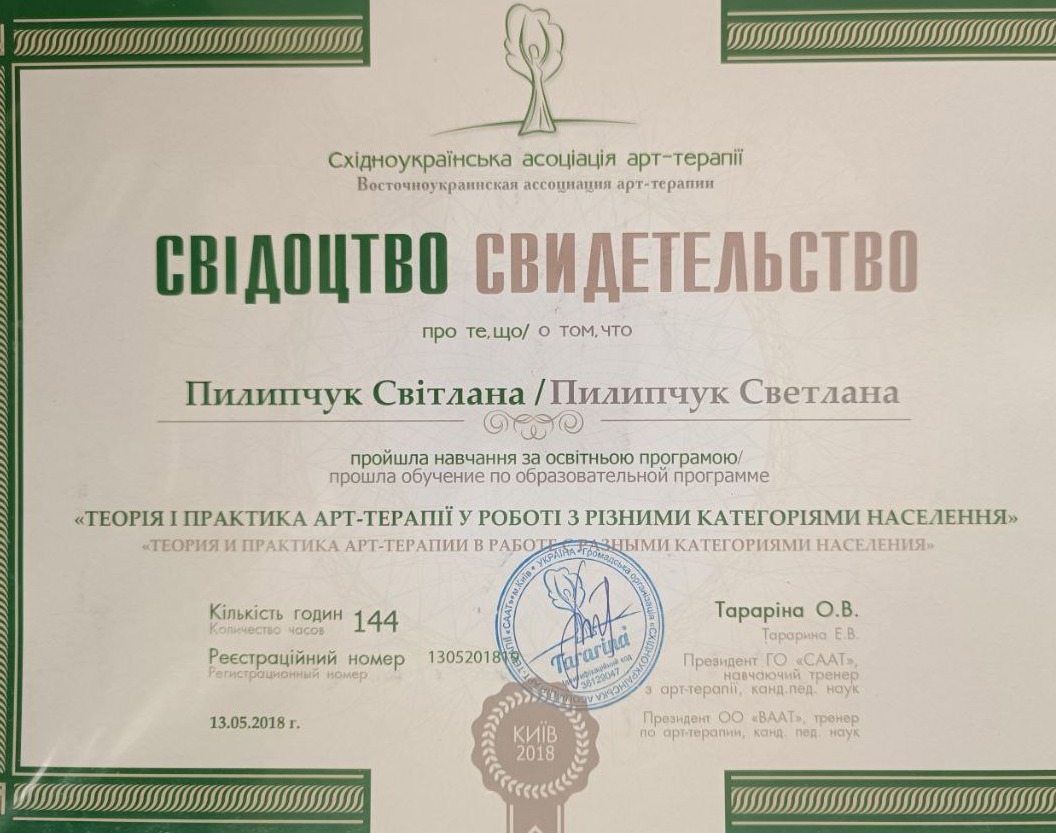Сертификат 1 Світлана Пи...