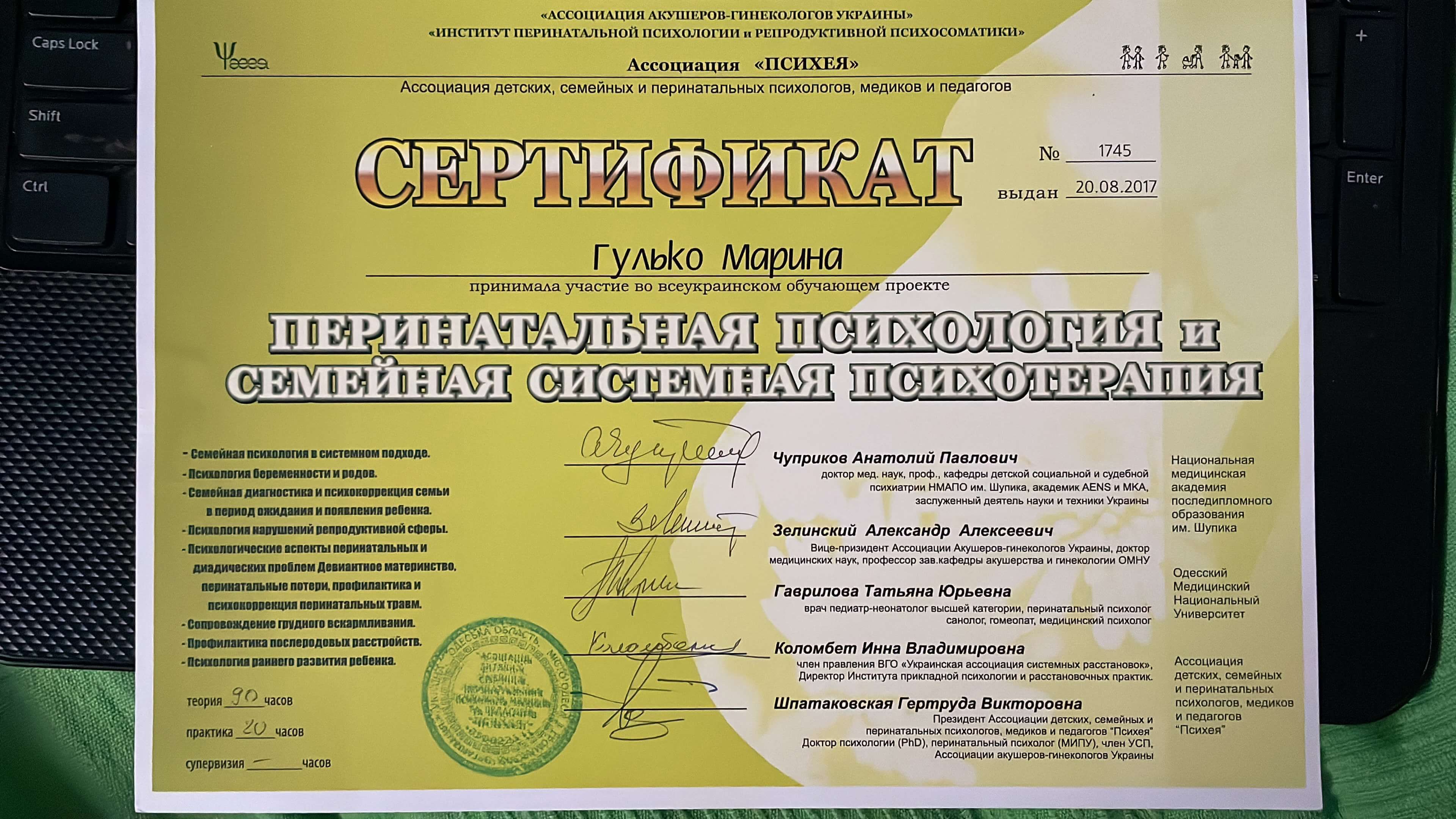 Сертифікат 2 Марина  Гу...